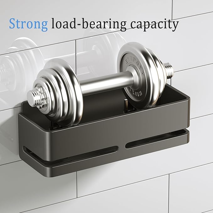 Shower Shelf, 2-Pack, Heavy-Duty Bathroom Storage Shelf, Large Capacity No-Drill Bathroom Organizer, Gray Metal Storage Basket, Adhesive Installation