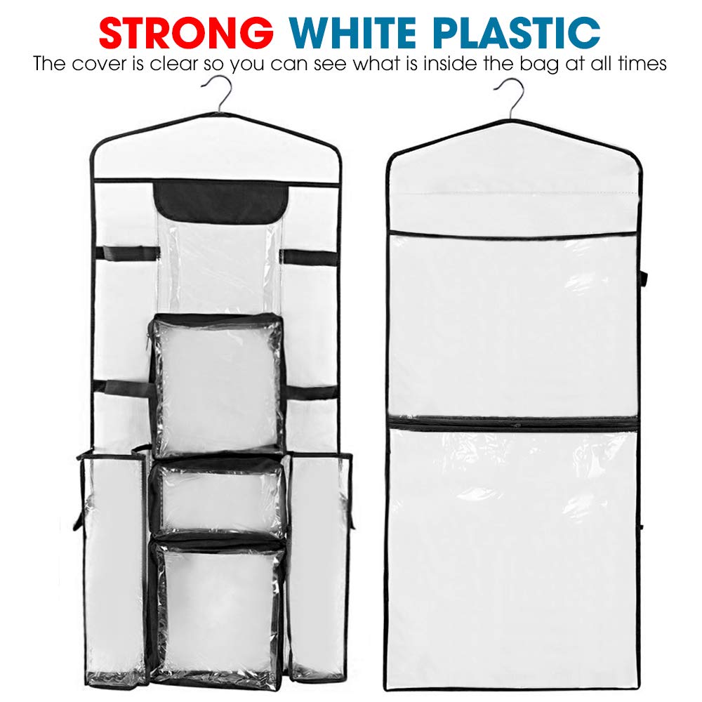 ProPik Hanging Double-Sided Gift Wrap Organizer, Wrapping Paper Storage with Multiple Front and Back Pockets, Organize Your Gift Bags Bows Ribbons 40”X17" Fits 40 Inch Rolls (Black seam)