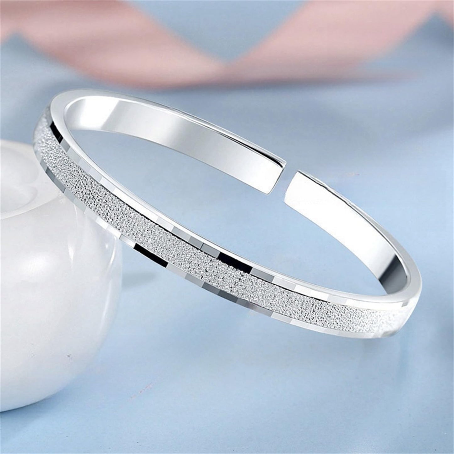 Handmade 925 Sterling Silver Bangle Bracelets For Women Matte Hammered Bangle Bracelets High-Polish Wide Bangles Open Adjustable Bangle Bracelets For Women Minimalist Statement Bangle Christmas Gifts