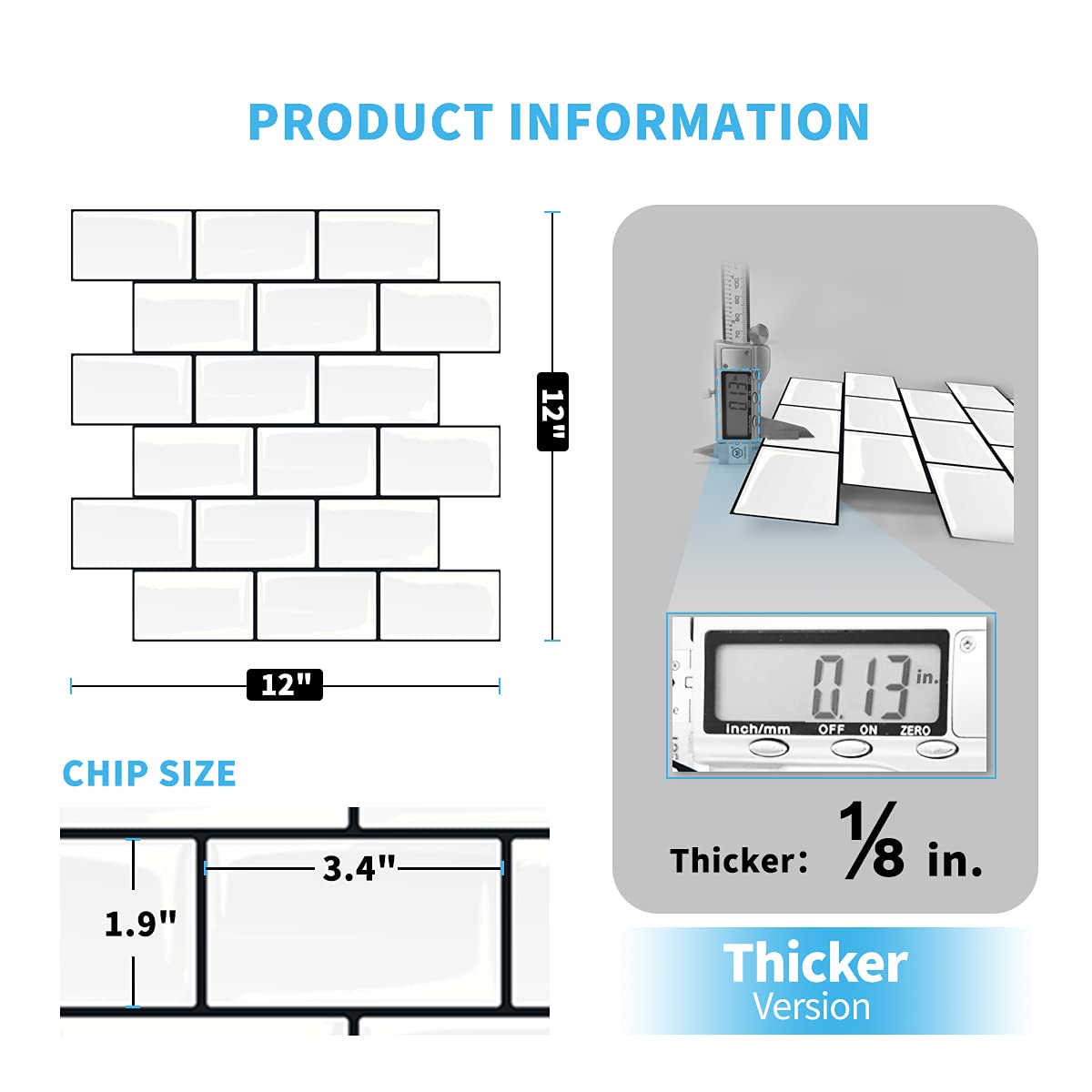Art3d Peel and Stick Backsplash for Kitchen White Subway (10 Tiles, Thicker Design)
