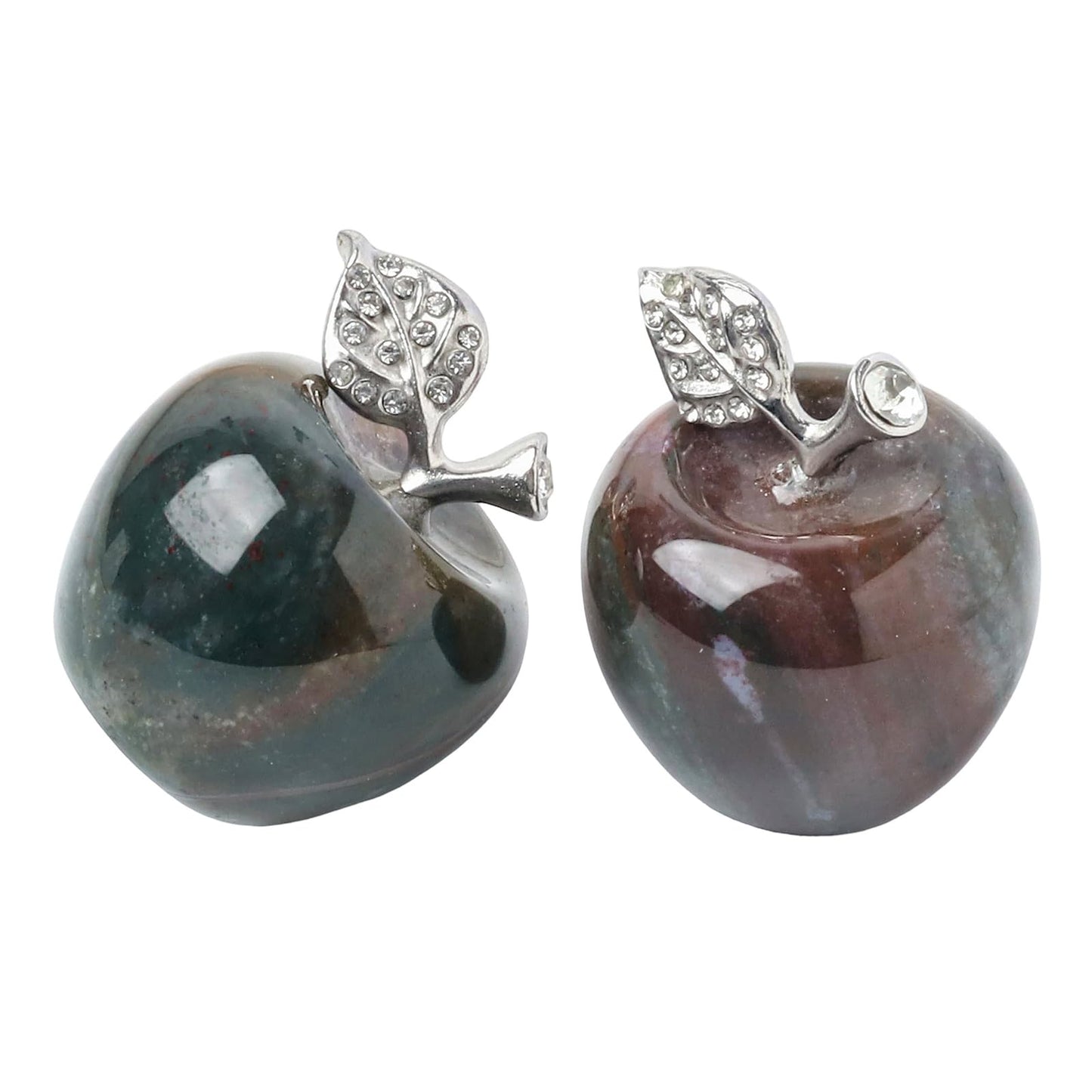 Casaper Ocean Jasper Apple Figurine Pocket Stone Fruit Sculpture Healing Crystal Statue Home Decoration 1.3" Tall