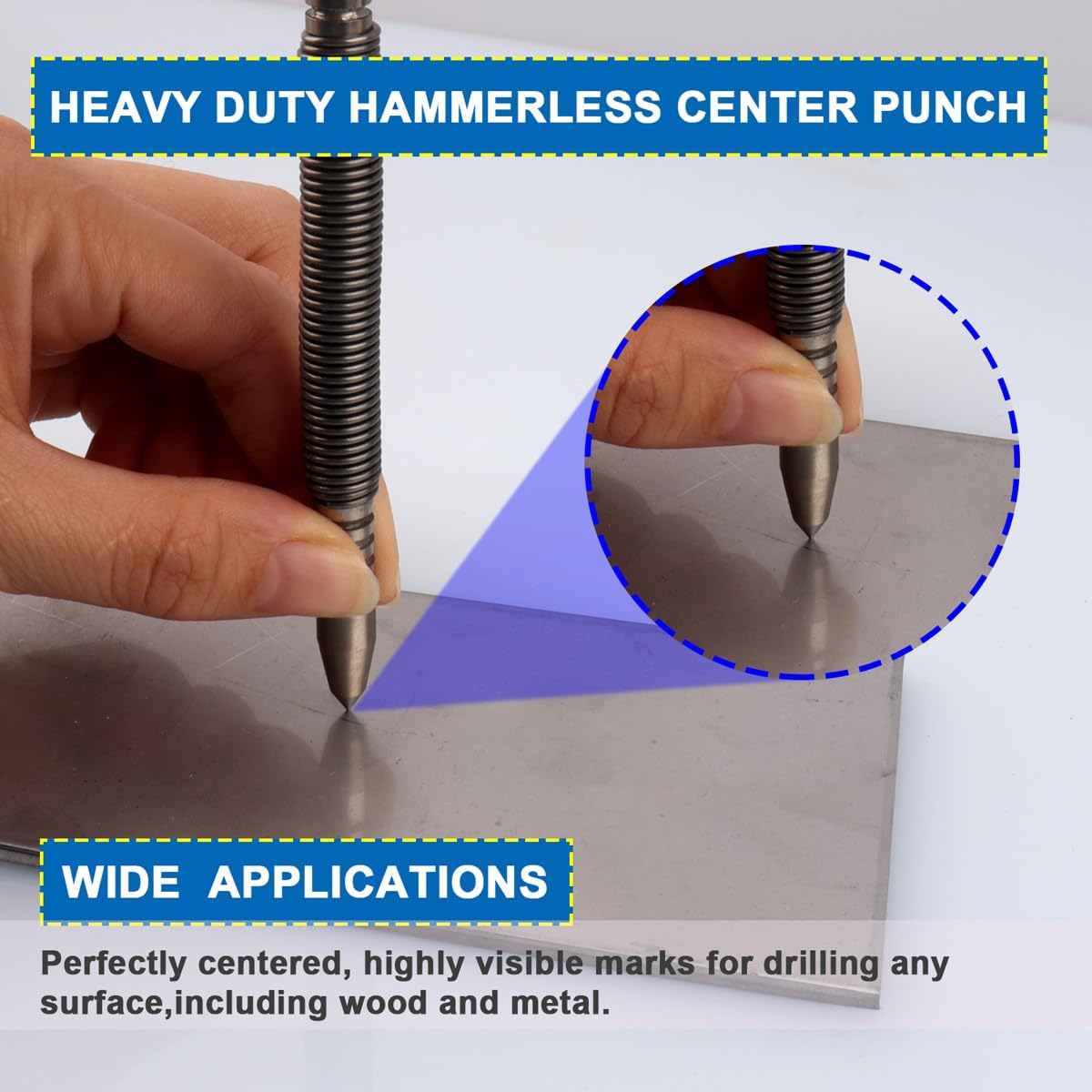 LSTOPGO Spring Nail Set with Size Marked,Spring Loaded Center Punch,4pcs Dual Head Nail Setter,Hammerless Door Hinge Pin Removal Tool（1/8-in, 3/32-in, 3/16-in, 1/16-in, 1/32-in, 1/8-in）