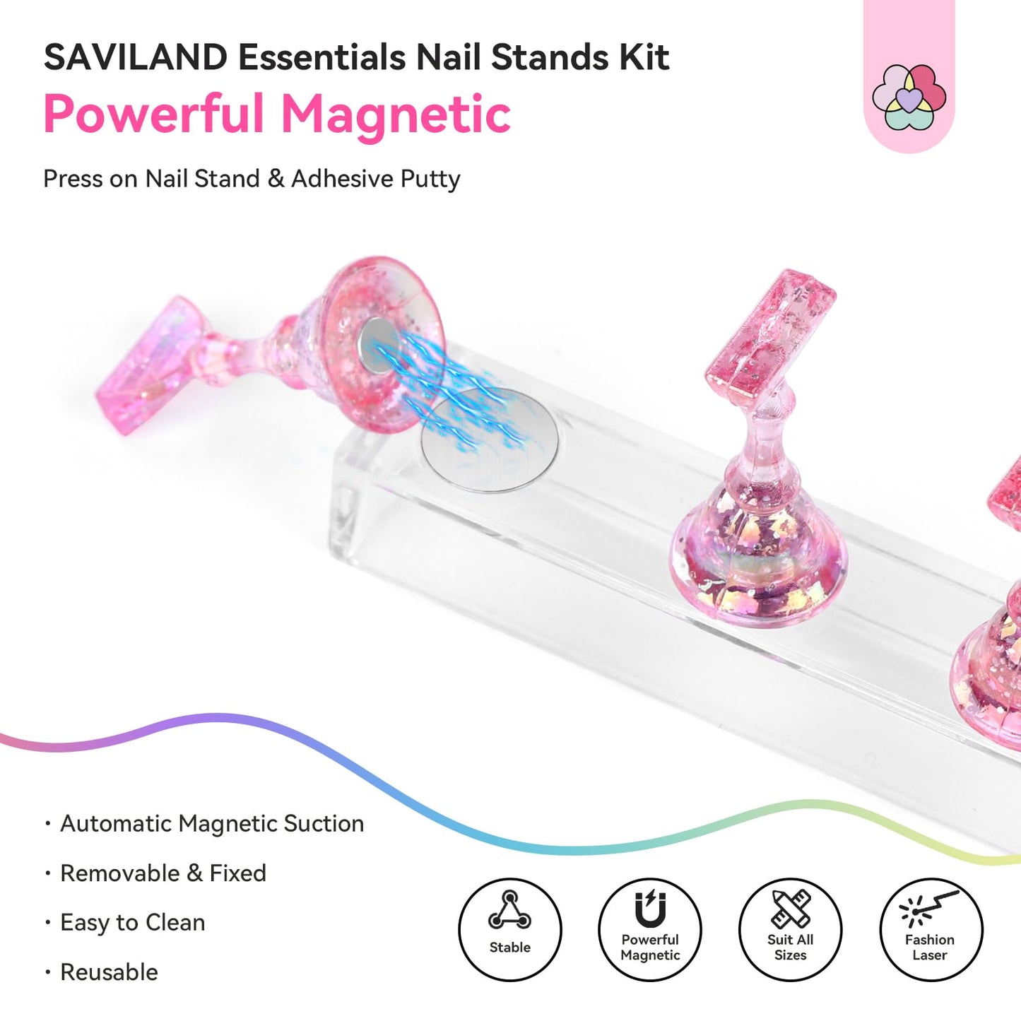 SAVILAND Solid Builder Nail Gel - 60g Large Capacity 3D Nail Gels Sculpting Gel SAVILAND 3 Set Essentials Nail Stand for Press Ons :Powerful Magnetic Nail Holder for Painting Nails Stand Fake Nail Sta