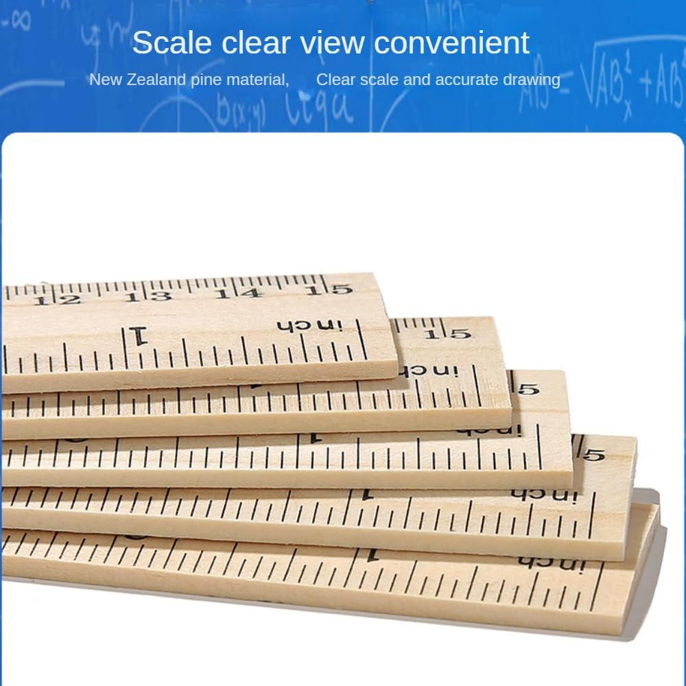 mucaiyang 30 Pack Wooden Ruler 8 Inch Rulers Bulk Wood Measuring Ruler for Students Office School Supplies 2 Scale (20 cm)