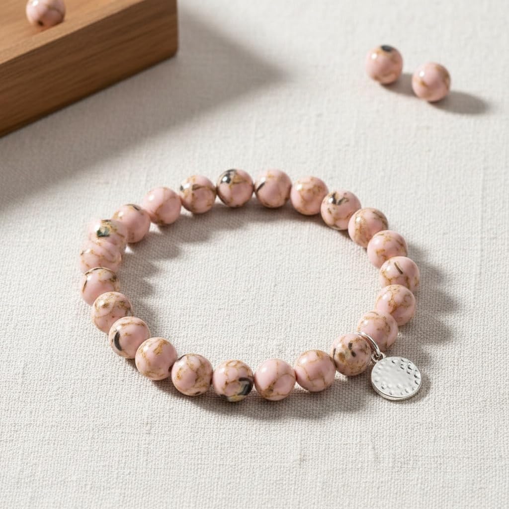 Yochus 60pcs White Shell Turquoise Beads，6mm Natural Stone Round Loose Beads for Jewelry Making Earring Necklace DIY Crafts