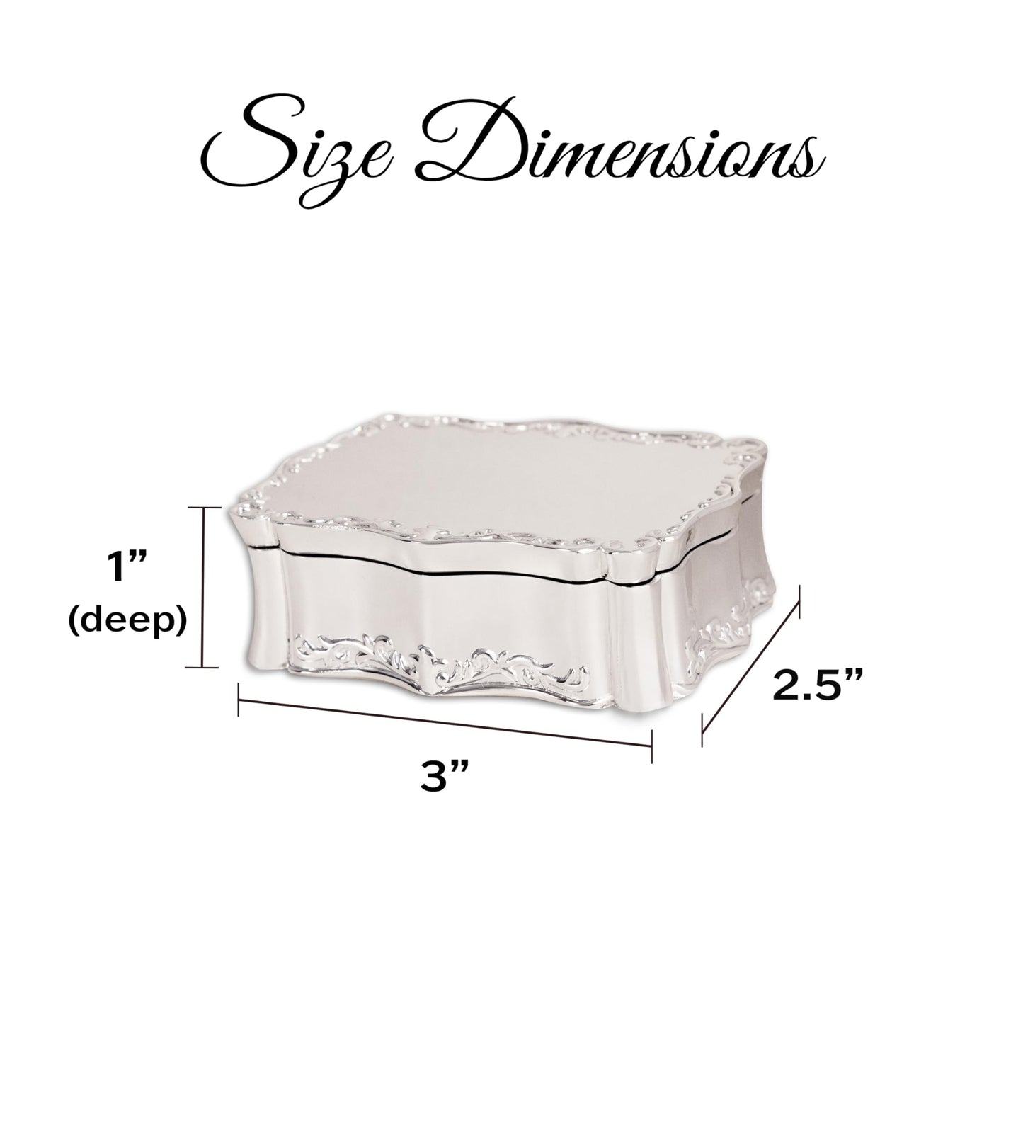 Cherished Moments Rectangle Shaped Jewelry Keepsake Box for Jewelry, Trinkets or Special Treasures, Silver Toned