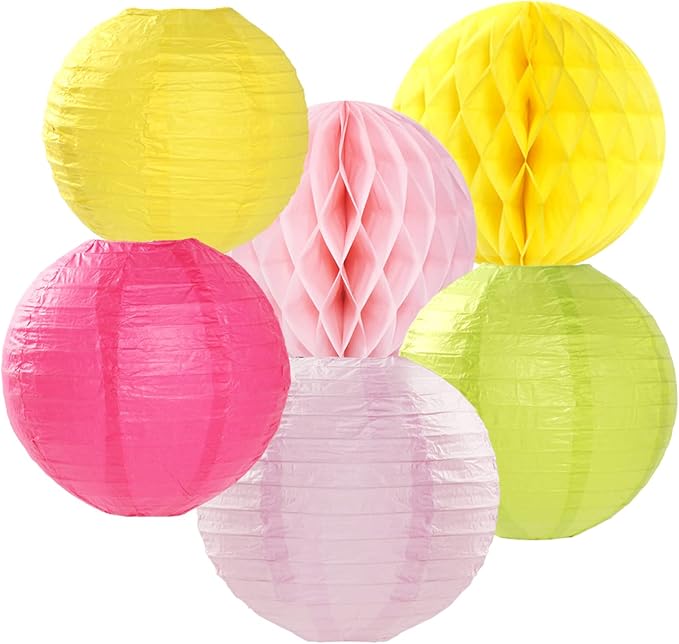 Hawaiian-Summer Beach Pool Party-Decorations Streamers - 14pcs Tropical Jungle Aloha Birthday Supplies Paper Lanterns Fan,Tissue Pom Poms,Baby Shower Honeycomb Ball Decor Lasting Surprise