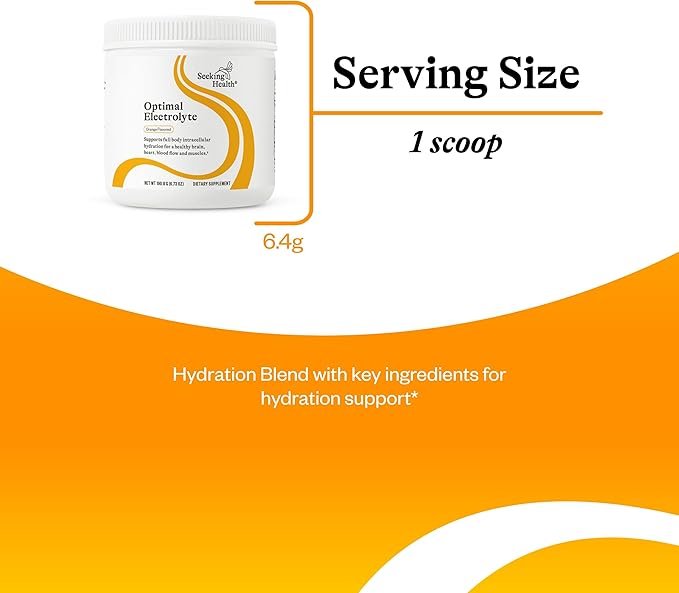 Seeking Health Optimal Electrolyte Powder, Orange Flavor, Healthy Energy and Endurance Support, Promotes Hydration and Healthy Muscles, Vegan and Vegetarian (30 Servings)*