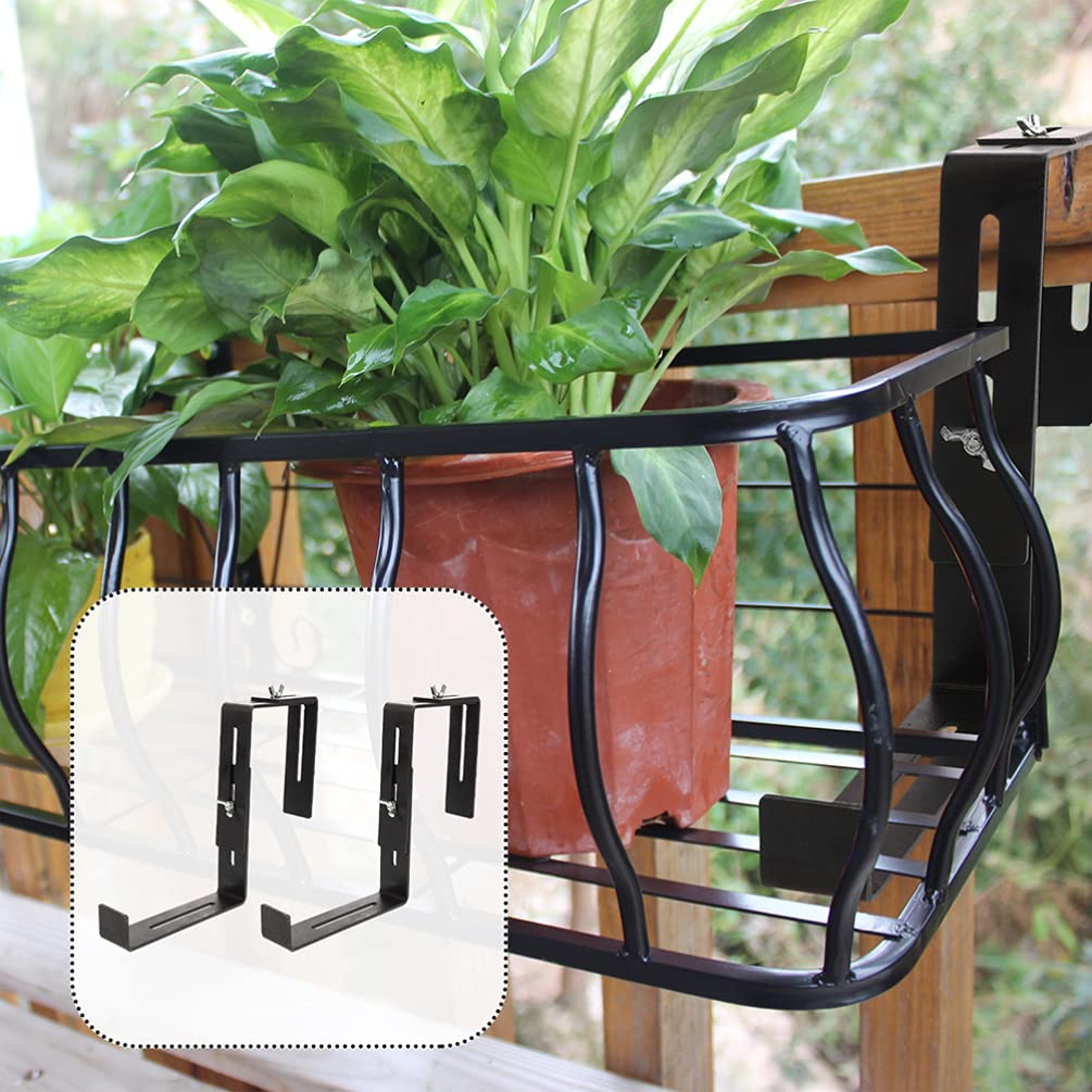 JINZBO Corner Bracket,Shelving Brackets, 4PCS Hanging Plant Bracket Universal Planter Box Bracket Railing Flower Pot Bracket Window Box Bracket