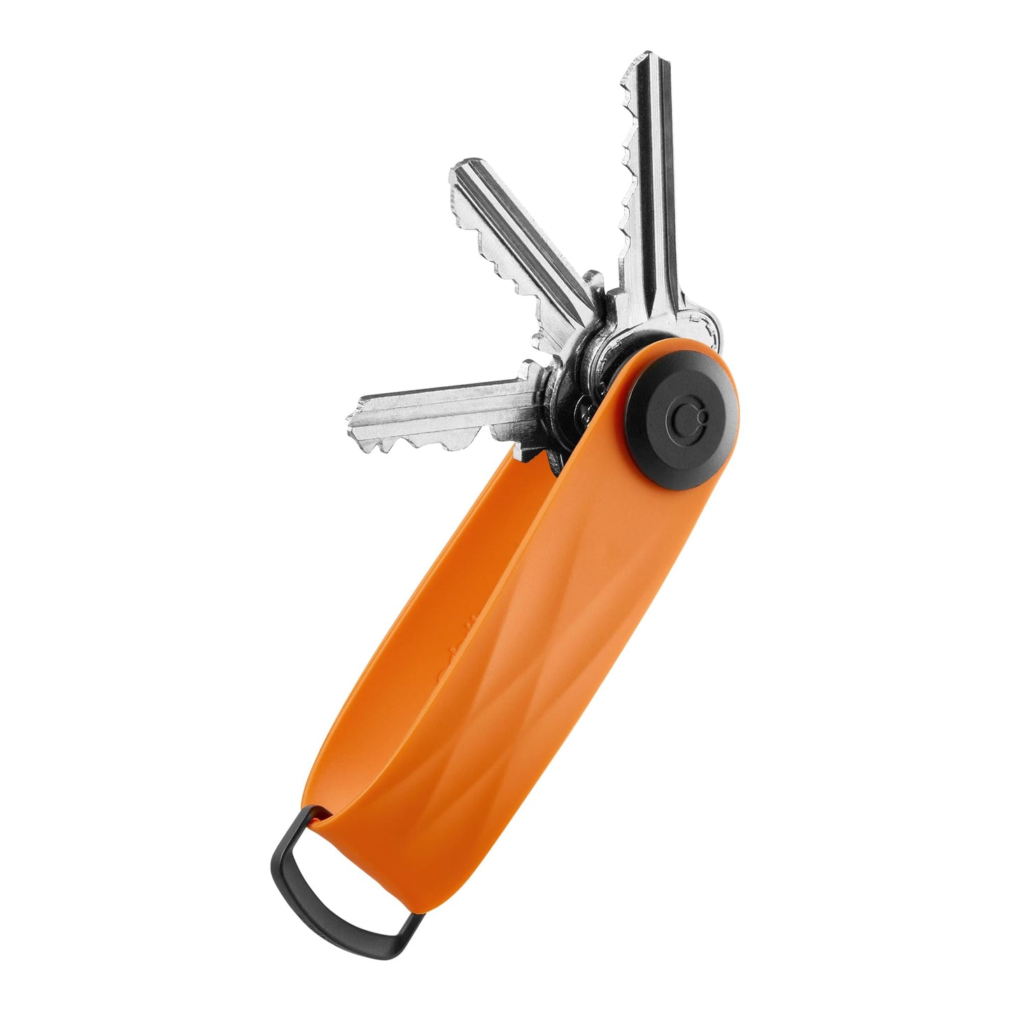 Orbitkey Active Key Organizer Lite – Durable Holder with Elastic Polymer Band, Carabiner Ring & Secure Locking Mechanism – Slim Pocket-Friendly Keychain for Everyday Carry & Travel (Tangerine)