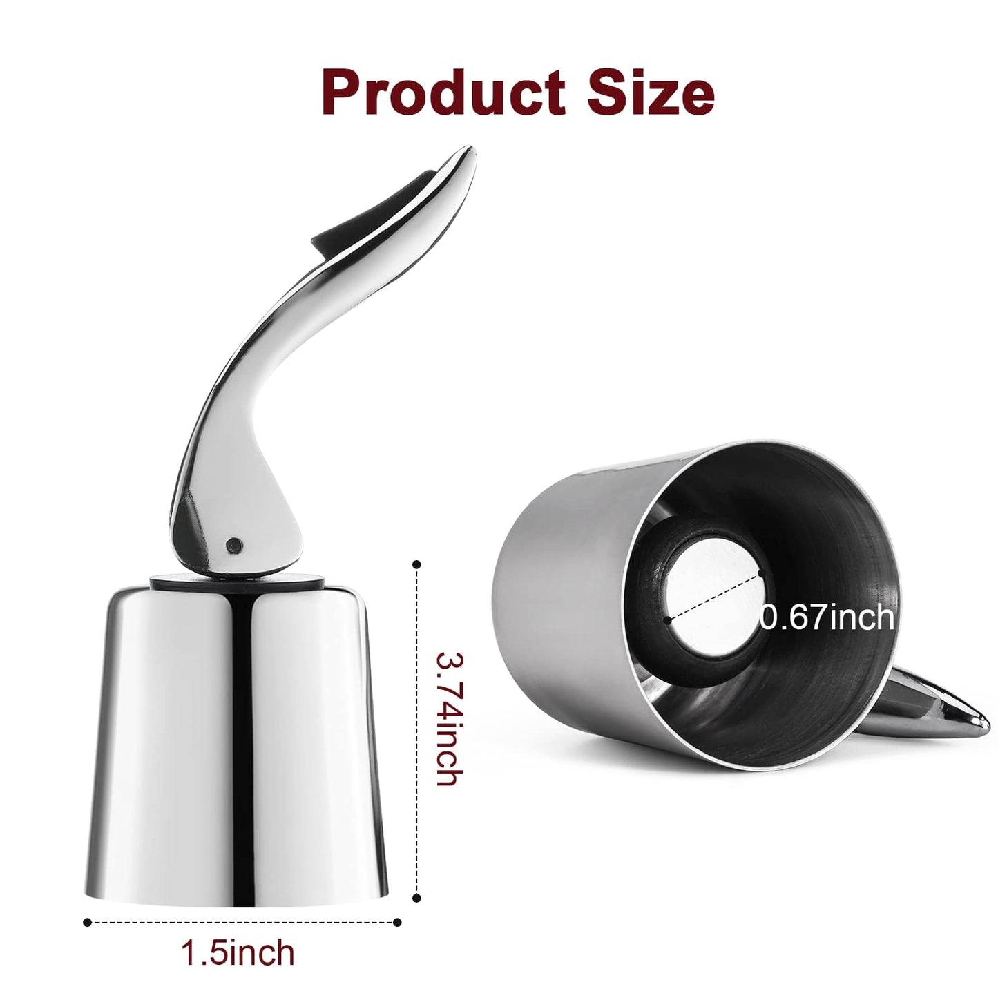 BETTFOR Wine Stoppers for Wine Bottles with Stainless Steel Vacuum Wine Bottle Stopper with Silicone Reusable Wine Corks, Leak proof Keep Fresh Suitable for Red&White Bottle (Silver, 3 Pack)