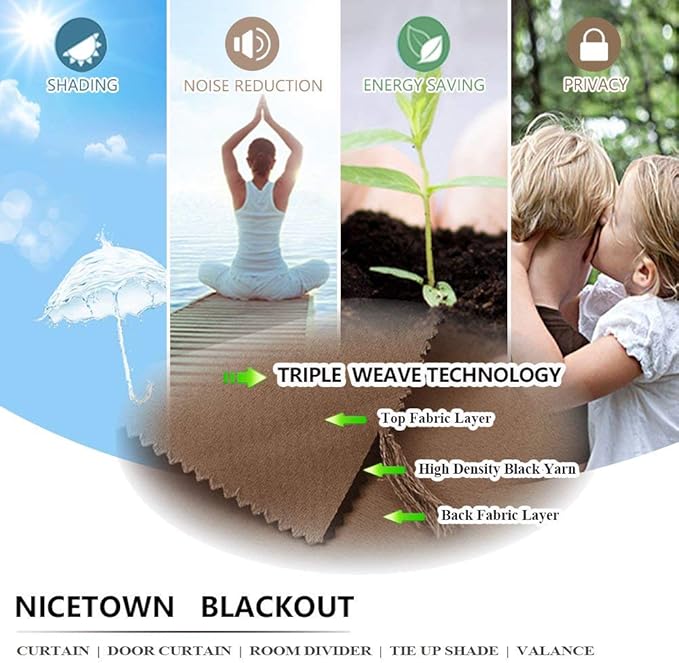 NICETOWN Blackout French Door Curtain - Energy Efficient Blackout Thermal Insulated Sidelight Panel Short Curtain Blind for Patio Door/Glass Door (One Piece, W25 x L40-Inch, Cappuccino)