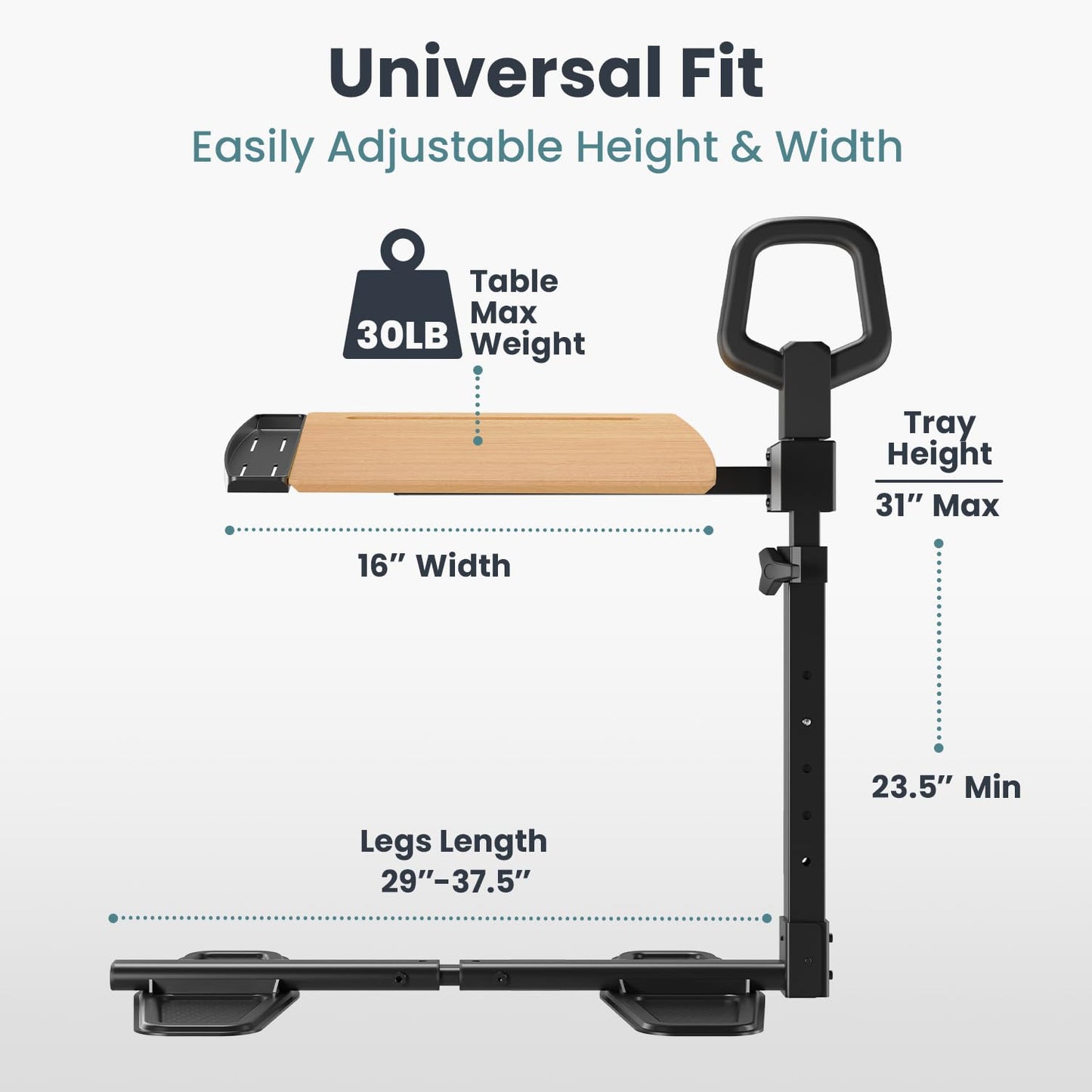 PELEGON Tray Table, 360° Swivel Table for Recliner, Adjustable Height with X-Large Table for Eating and Laptop, TV Trays for Couches & Chairs with Ergonomic Stand Assist Safety Handle for Elderly