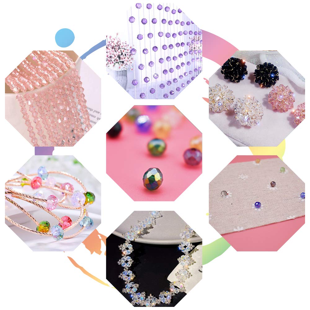 Renashed 1200pcs 6mm Briolette Crystal Glass Faceted AB Beads Spacer Beads for Jewelry Making - Bracelets, Necklaces - 24 Colors with Container Box