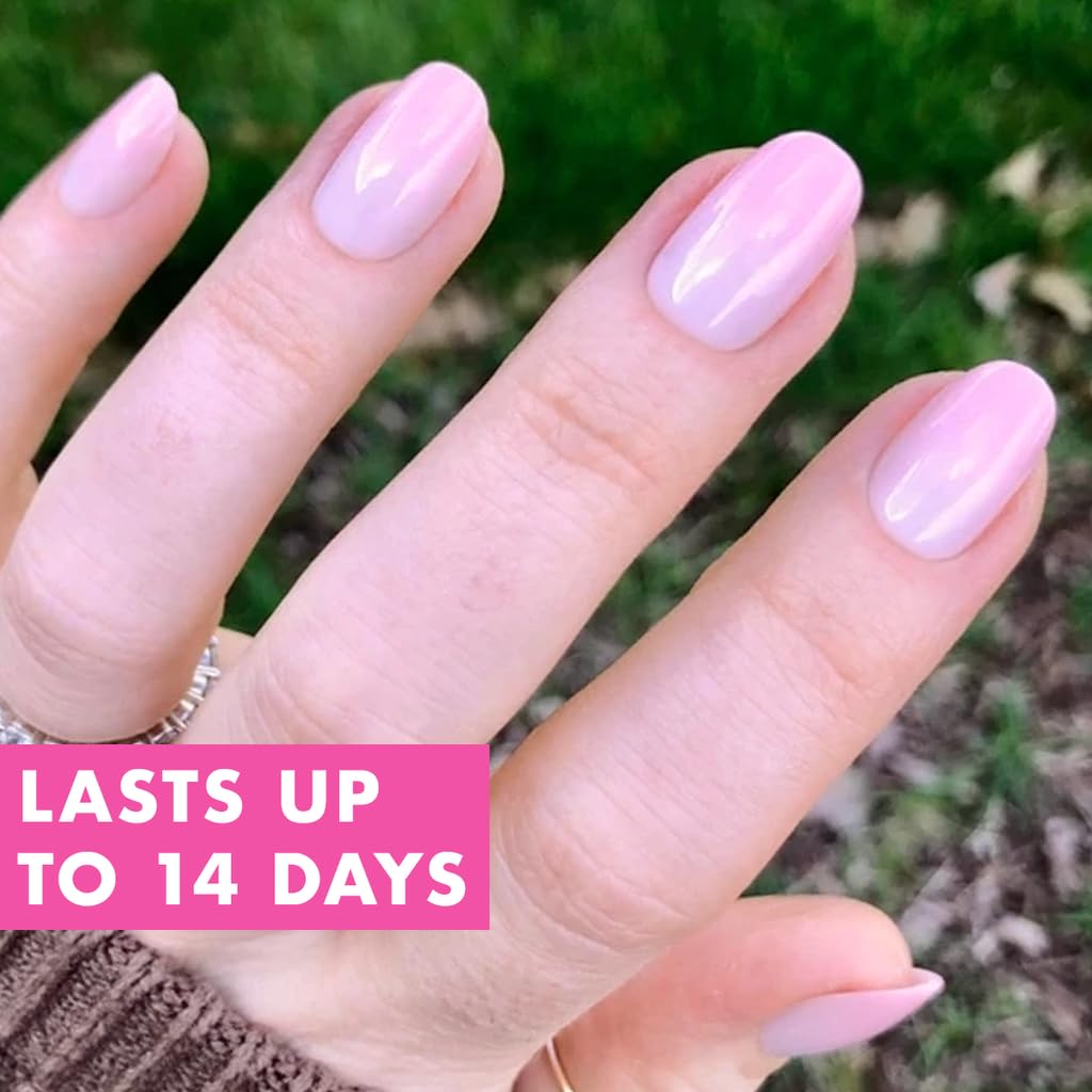 Olive & June Minimalist Instant Mani Press On Nails (Glue) | 42 Fake Nails, 21 Sizes | Non-Toxic, Long-Lasting Barely-There Look | Salon-Quality at Home | Short, Round | Rose Syrup Gradient