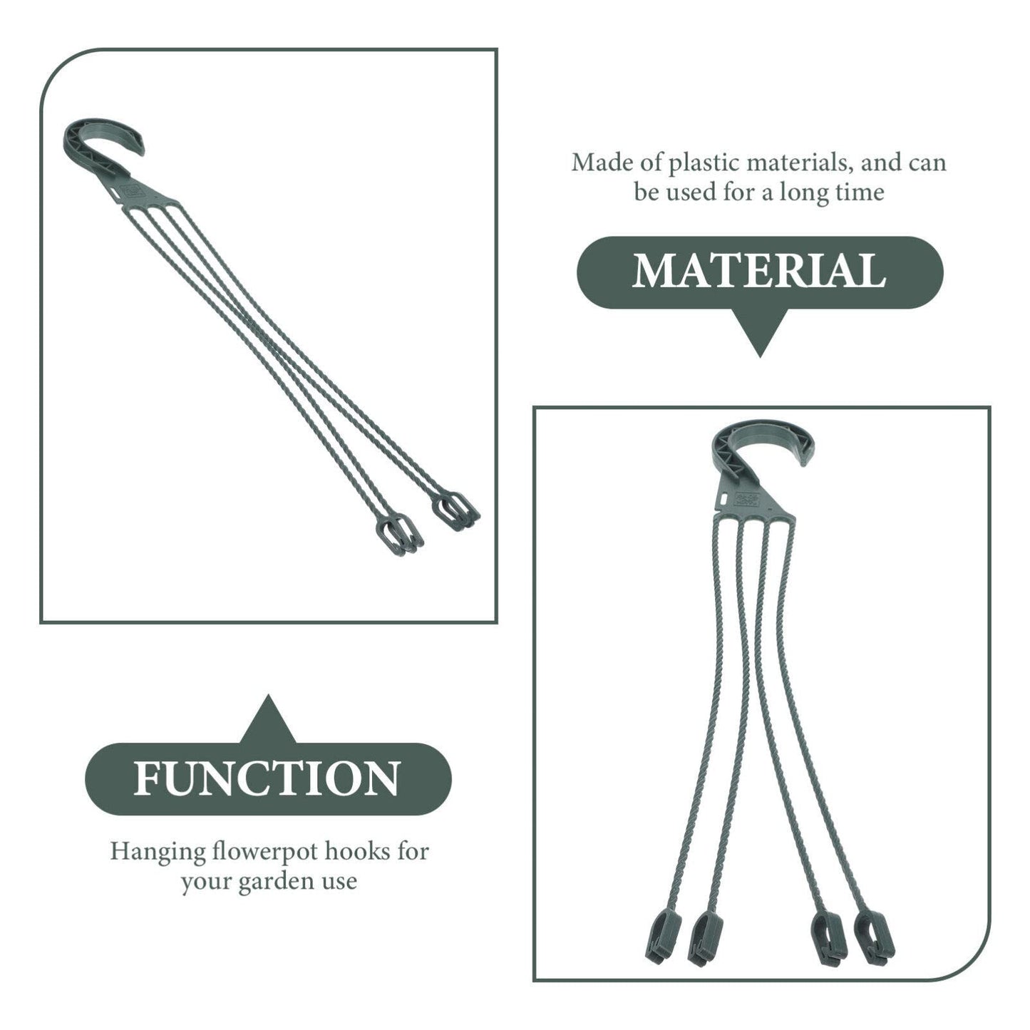 Yardwe 5Pcs Plastic Hanging Basket Hooks for Plants, 4-Prong Detachable Pot Hangers for Balcony, Porch, Garden, Indoor and Outdoor Use
