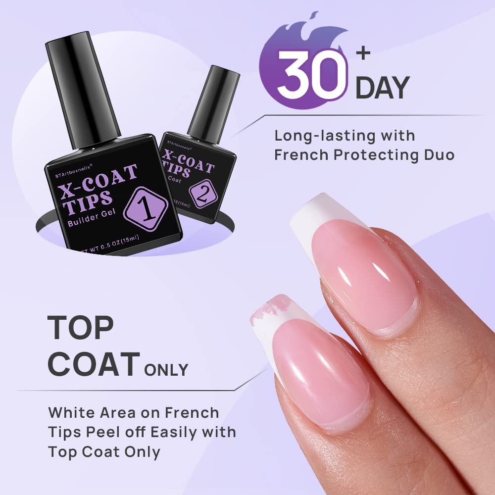 BTArtboxnails 160pcs French Nail Tips Brown Short Coffin 3 in 1 X-coat Tips No Need to File, Use with 15ml Gel Glue, Builder Gel, and Top Coat, for Halloween Easy DIY
