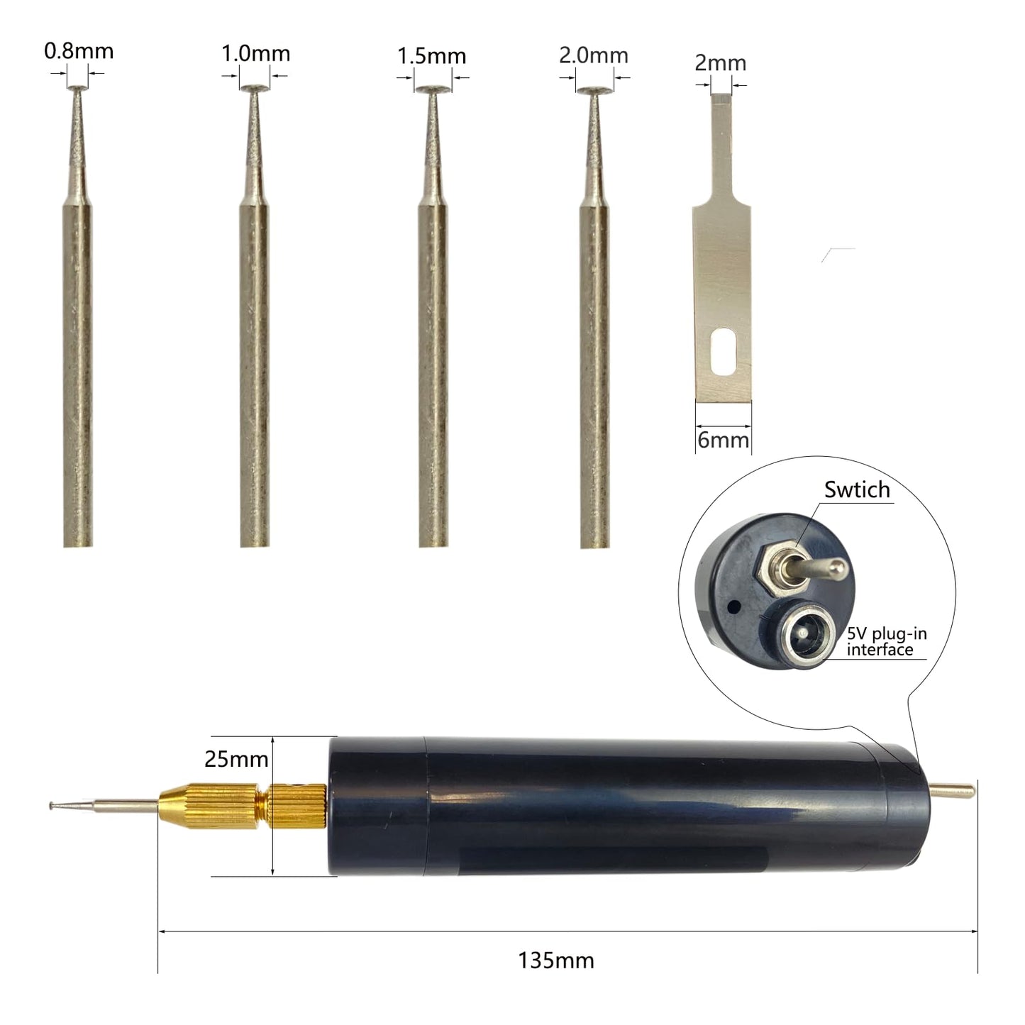 Damaged Screw Removal for Cell Phone, Broken Screw Extractor Kit for iphone, iphone Repair Tool, Electric Screw Cutter for Small Screw,4 size Heads, USB 5V Power Supply, Screw Extractor for Laptop/Pad