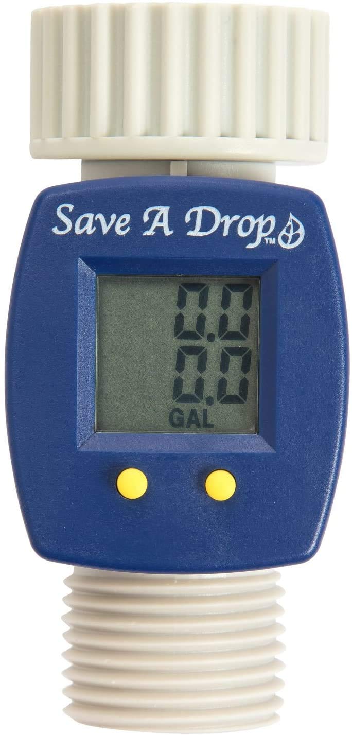 Save A Drop Water Flow Meter | Measure Gallon Usage from an Outdoor Garden Hose | Helps Conserve Water