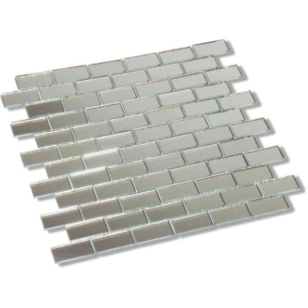 NUORUI 1" x 2" Glass Mosaic Rectangles Brick-Shaped Mirror Mosaic Tiles (Pack of 60) (25 x 50 mm)