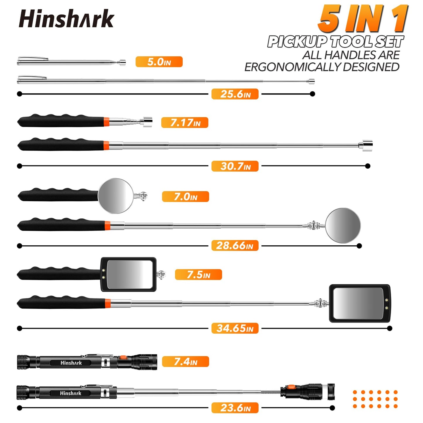 Gifts for Men, Extendable Telescoping Magnetic Pickup Tools Set, Anniversary Birthday Gift for Men Dad Husband Him, Unique Mens Gifts for Dad Who Have Everything, Cool Gadgets Tools for Men