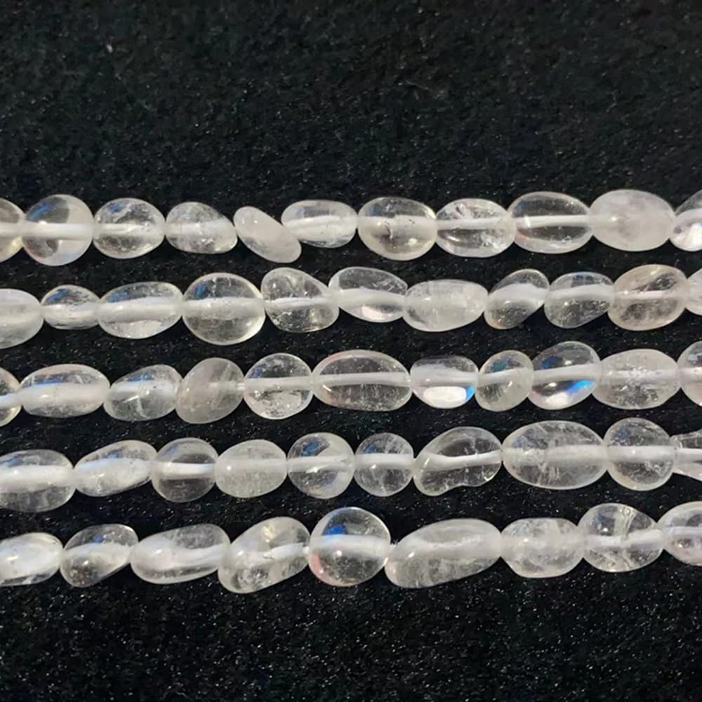jodaying 6-8mm Natural Clear Quartz Crystal Nuggets Oval Free Tumbled Pebble Semi Precious Gemstone Loose Stone Beads Approx 15.5 inch for DIY Jewelry Making