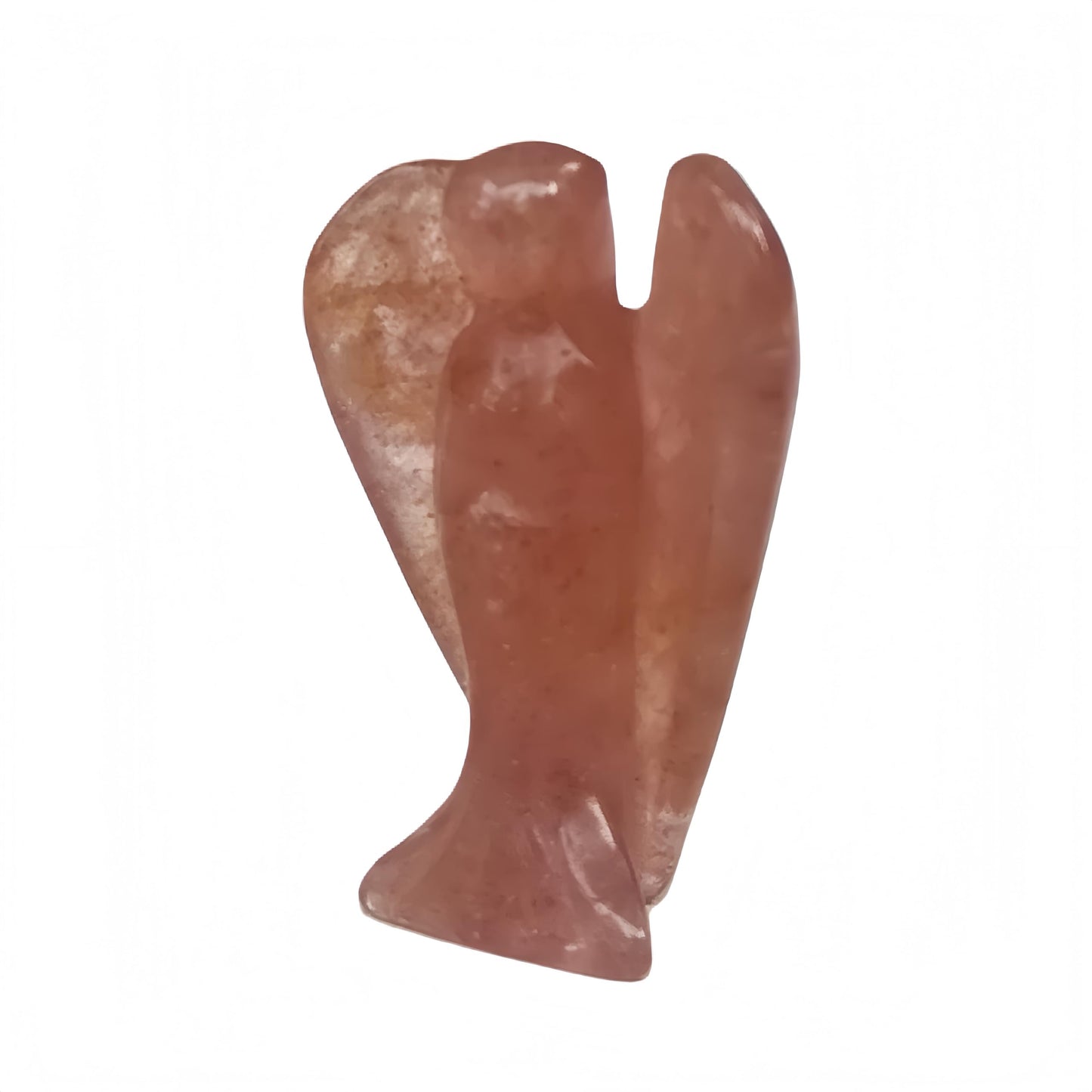 Afucats Natural Strawberry Quartz Healing Guardian Angel Indoor Decorative Stone,1.5 Inches Carving Pocket Palm Statue,Gift for Her Christmas Décor