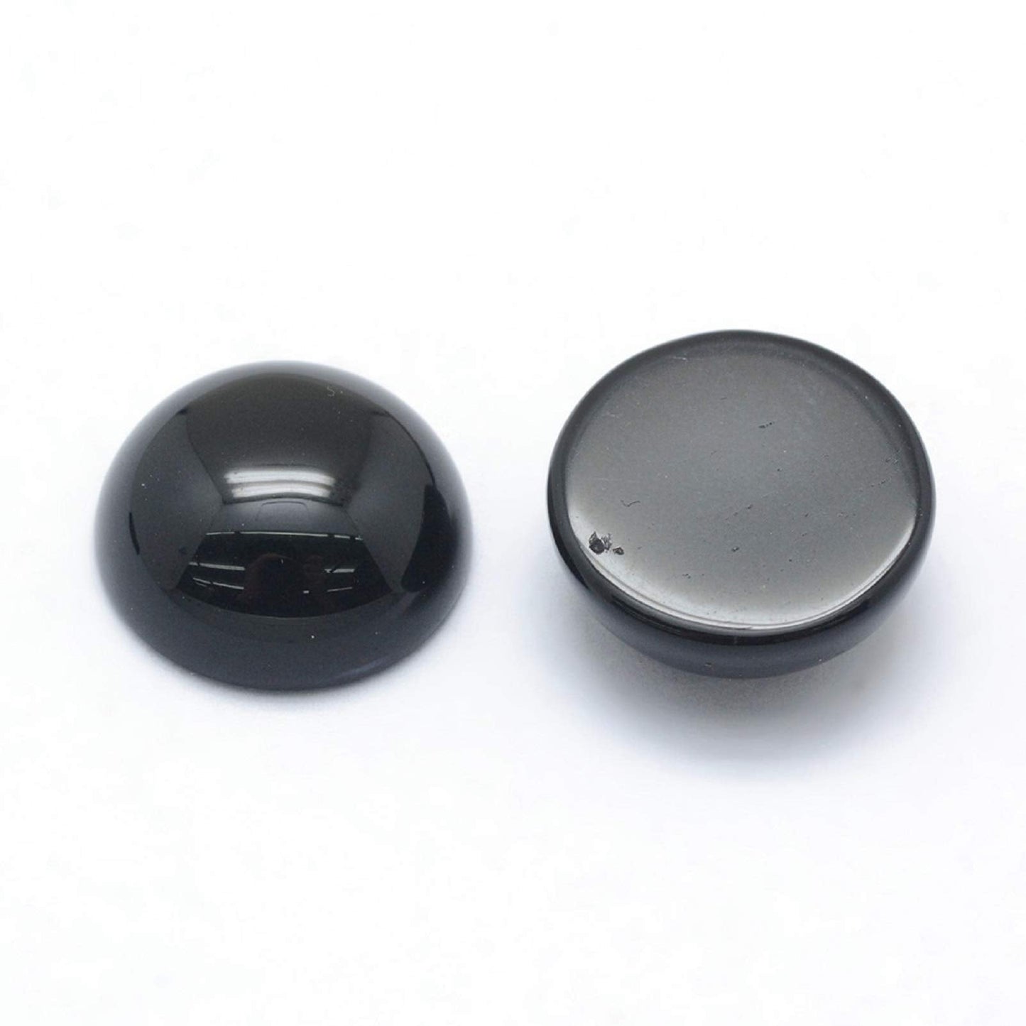 Fashewelry 50Pcs Natural Black Agate Cabochon Stone Half Round Beads 12mm Flat Back Gemstone Chakra Healing Crystal Dome Cover Cabs for Jewelry Making