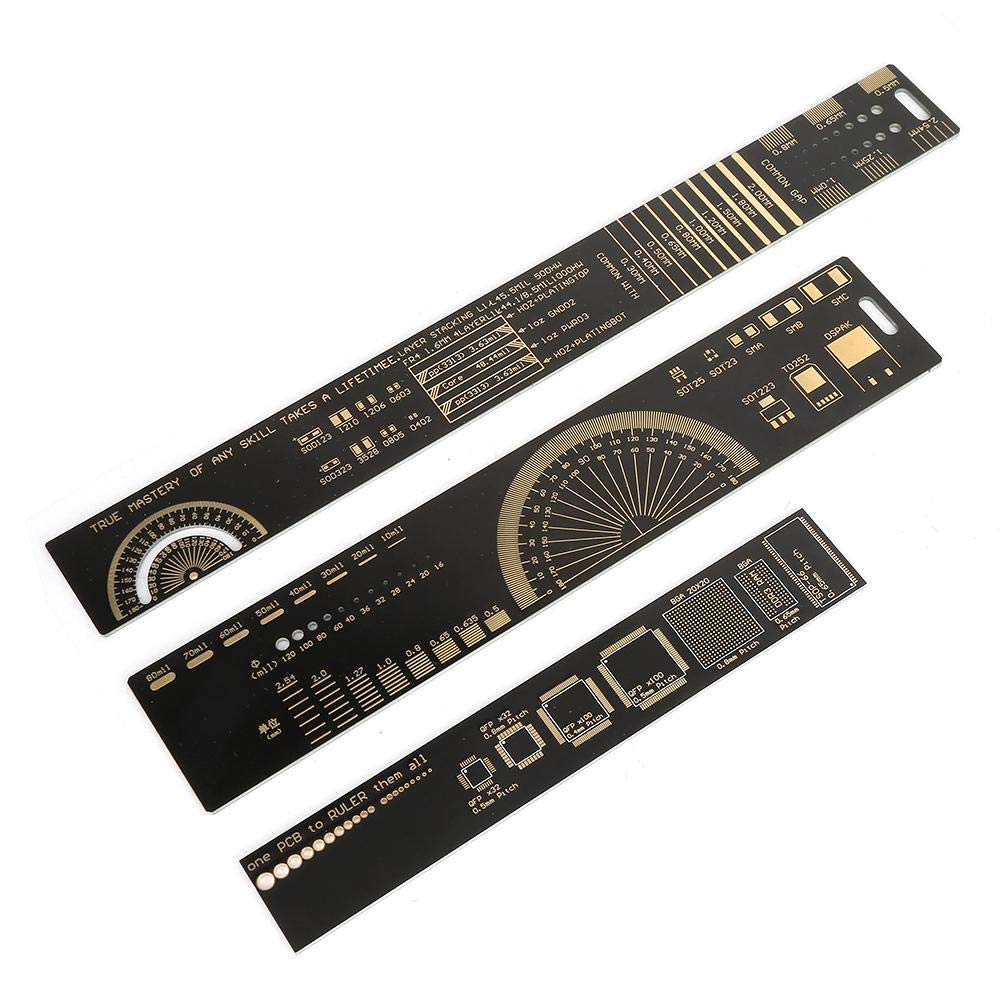 Multifunctional Ruler, 3Type of Set 15/20/25cm 6.3/7.87/10.23 inch PCB Ruler Electronic Engineers Multifunctional Ruler Printed Circuit Board Ruler