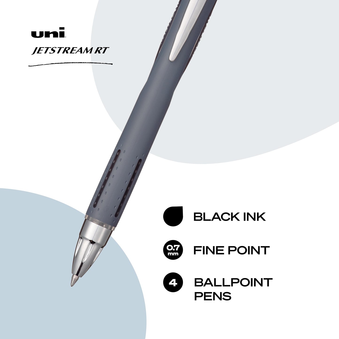 uni-ball Jetstream RT Pens - NY Times Wirecutter Best Pen for Over a Decade - Pack of 4 Black Fine Point Pens, 0.7mm - Back to School