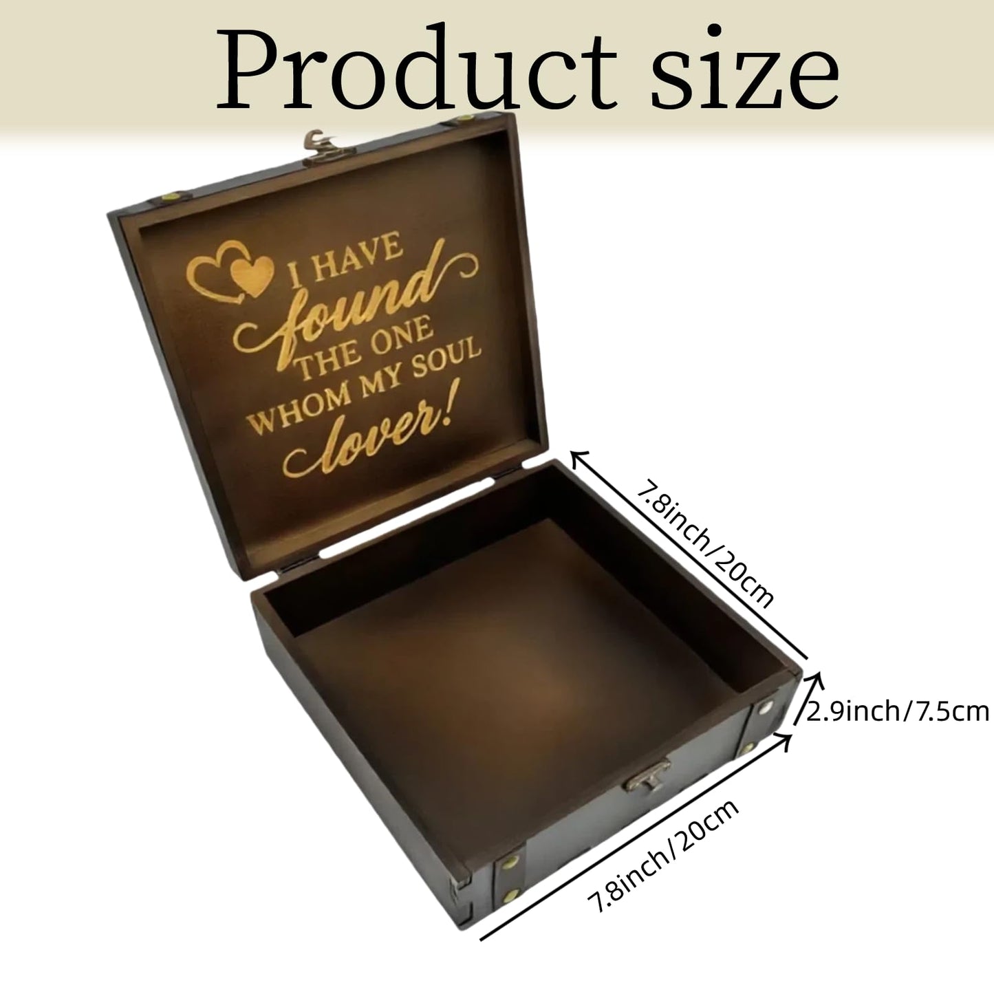 Flasunire Vintage Mr & Mrs Wedding Memory Box with Heart Design - Romantic Engraved I Have Found The One Wooden Keepsake Chest, Bridal Shower Gift for Couples 7.8x7.8x2.9 inch