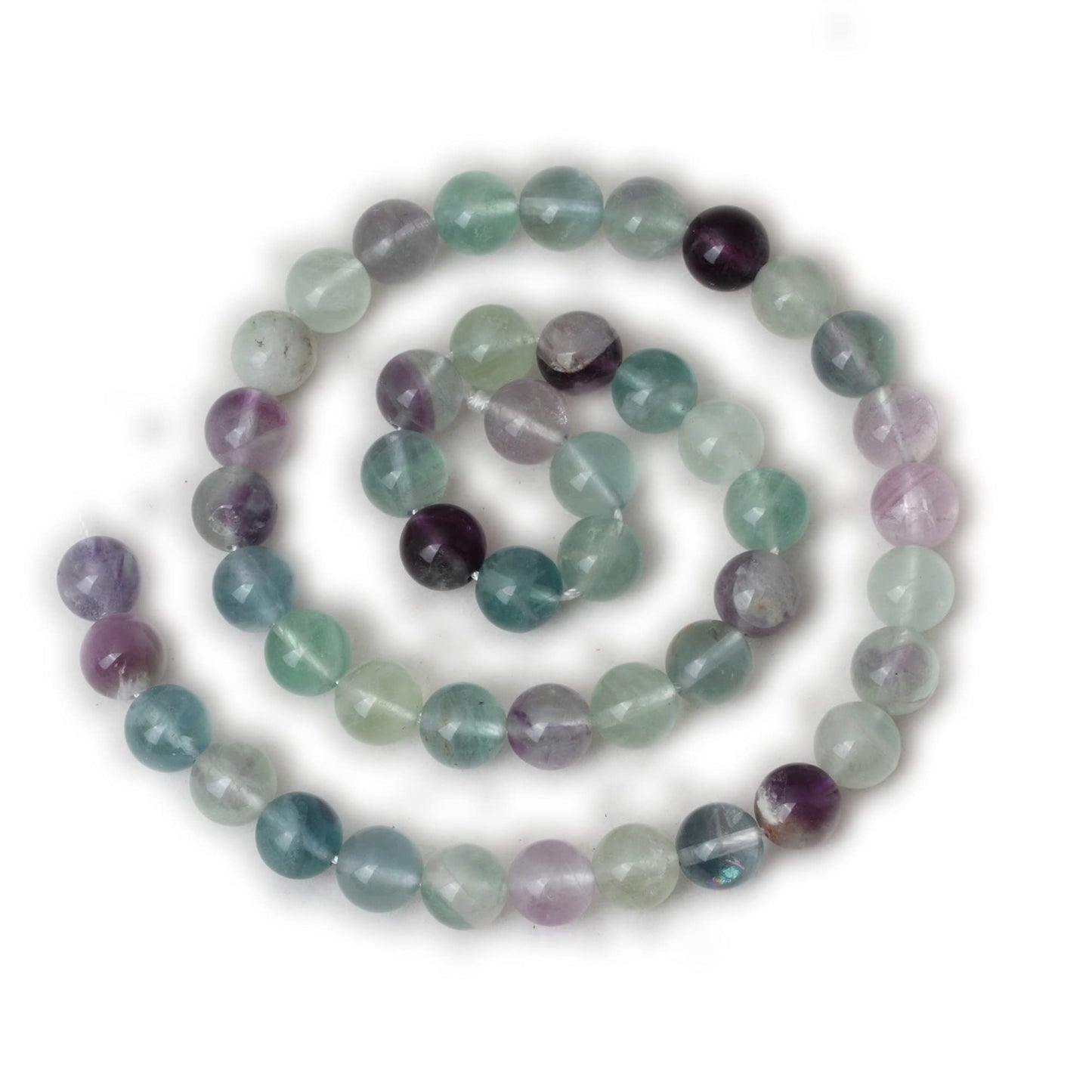 CHEAVIAN 45PCS 8mm Natural Colorful Fluorite Gemstone Round Loose Beads for Jewelry Making DIY Findings 1 Strand 15"