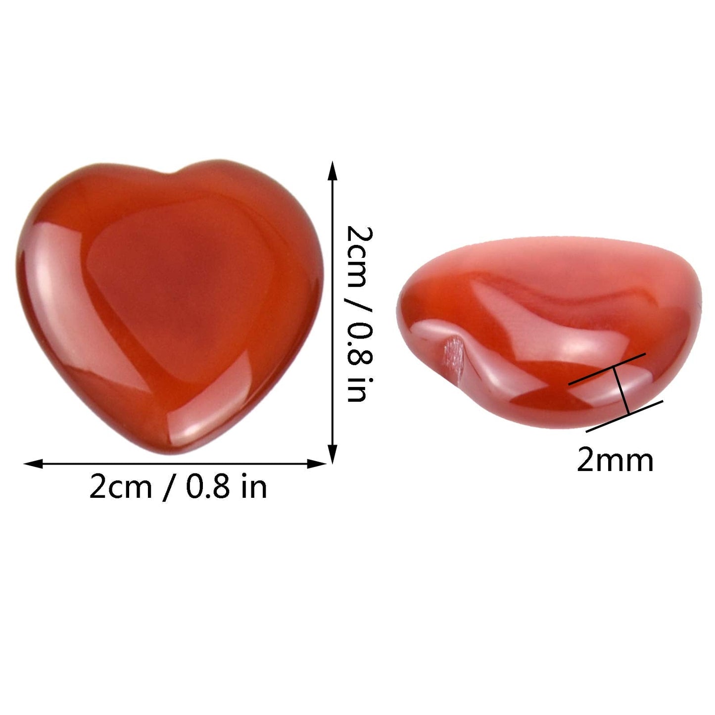 Marrywindix 15 Packs 0.8 Inch Healing Crystal Natural Red Agate Heart Love Carved Palm Worry Stone Chakra Reiki Balancing