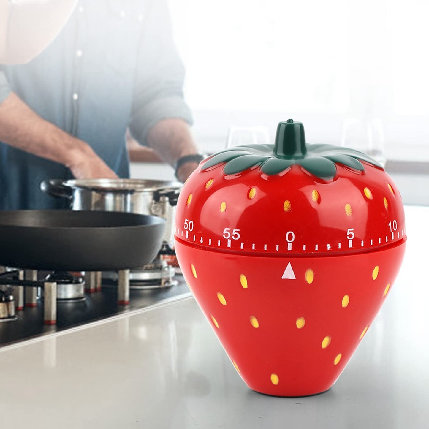Fayelume Mechanical Kitchen Timer, Egg Timer Cute, Wind up Timer Manual, Visual Timer, Cooking Timer Trawberry Shaped for Classroom Hard Boiled Eggs