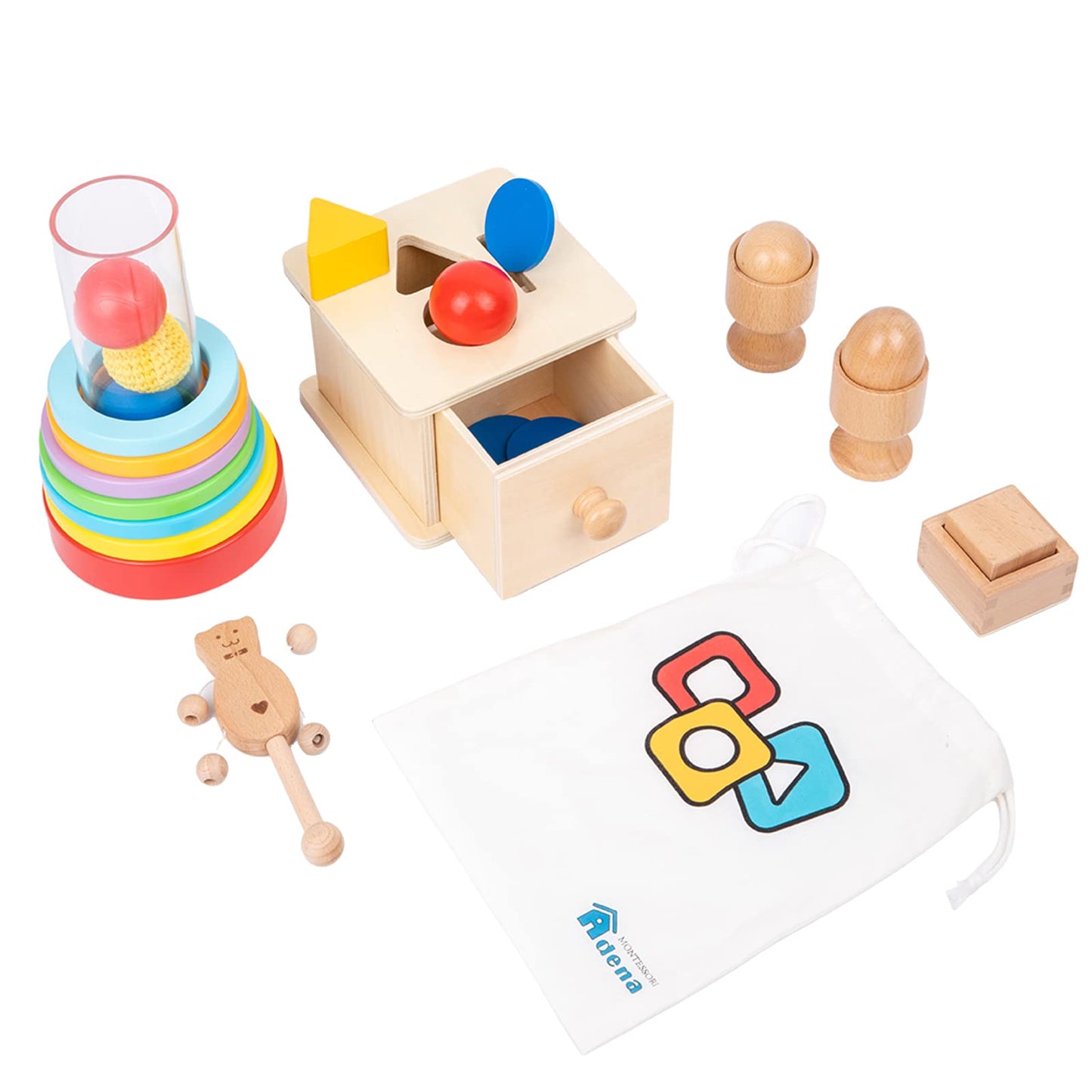 Adena Montessori Toys Play Kit for 0-15 Months Baby Interactive Toys Baby Brain Development Toys (Play Kit for 9-15 Months)