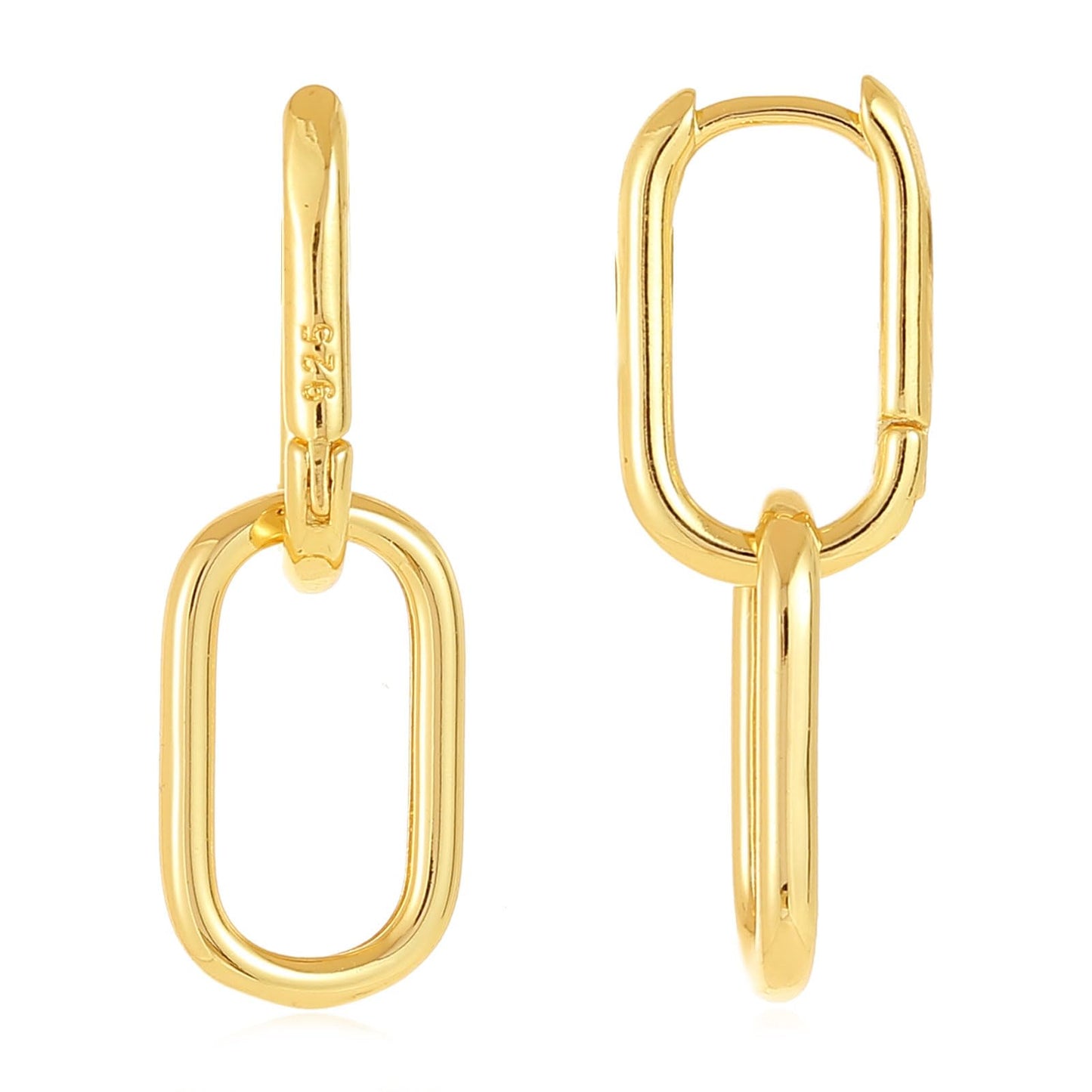 Gold Link Drop Earrings for Women 14K Gold Statement Earrings Paperclip Link Earring Hoops