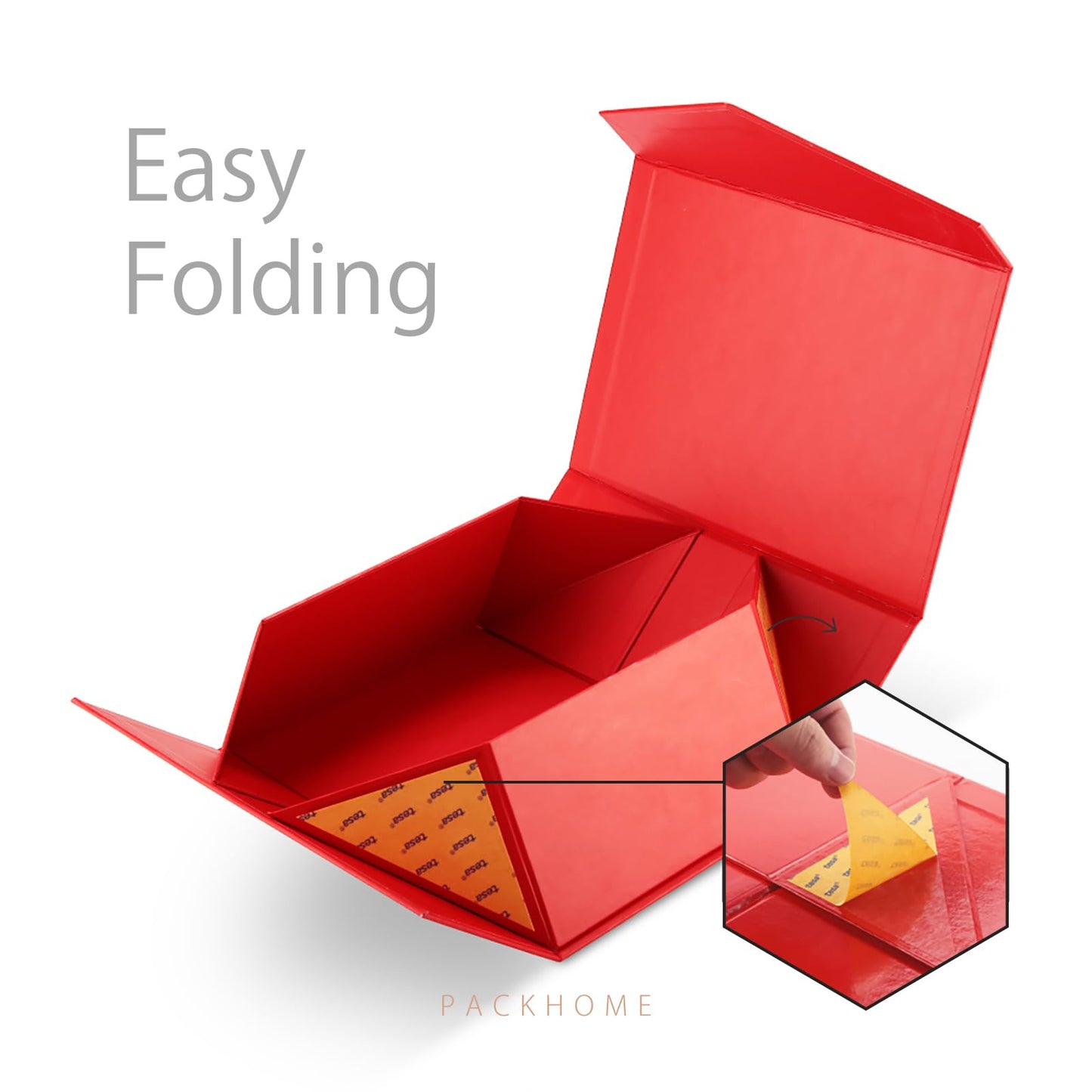 PACKHOME Mothers Day 6 Gift Boxes 9x6.5x3.8 Inches, Rectangle Collapsible Boxes with Magnetic Lids for Gift Packaging (Matte Red, Grain Texture)