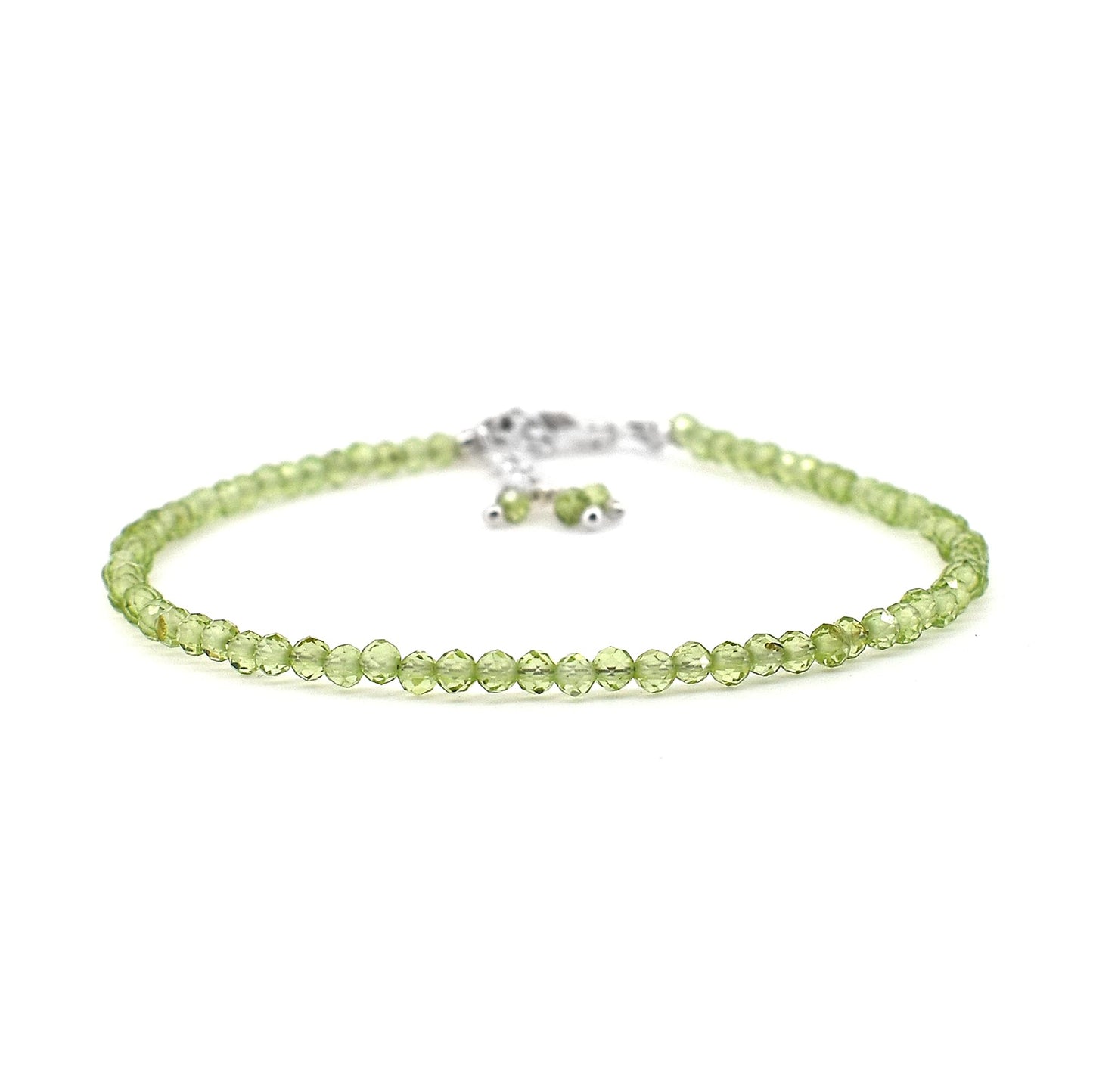 Gempires Peridot Bracelet for Women | Dainty Gemstone Beaded Bracelet 2.5 mm | Handmade Minimalist Stacking Bracelet | Adjustable Lightweight Everyday Jewelry | August Birthstone Gift for Her
