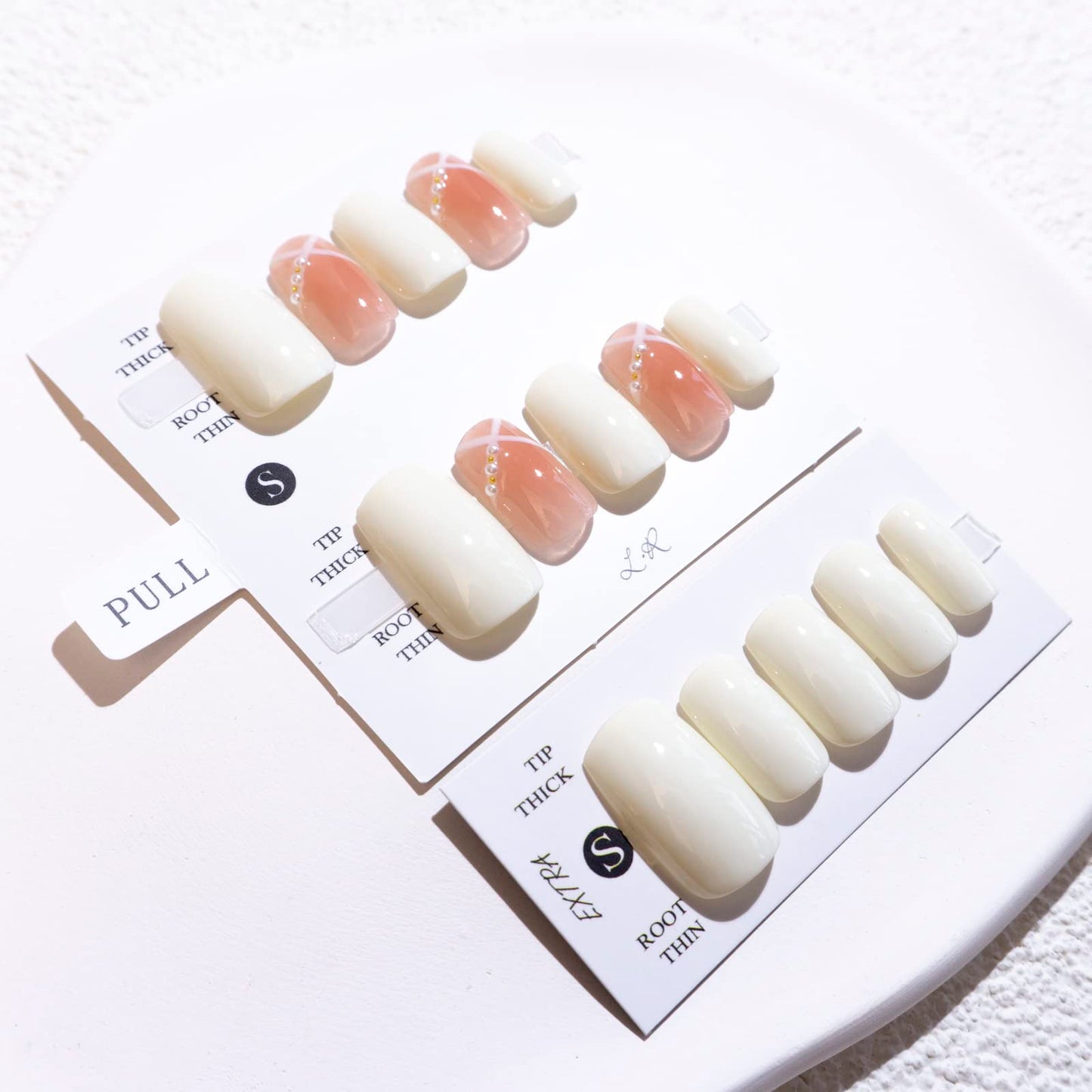 Light Rain Large Size Hand-made Press on Nails, 3D Gel UV Finished False nails with Design by Professional Manicurist