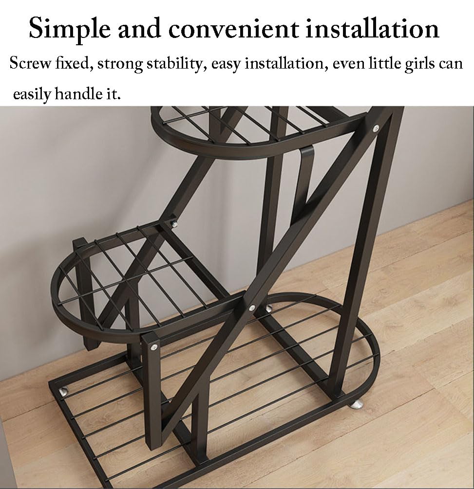 Eiwitany Floor-Standing Wrought Iron Flower Stand Installation Simple Load-Bearing Strong Home Living Room Balcony Heart-Shaped Shelf (White)