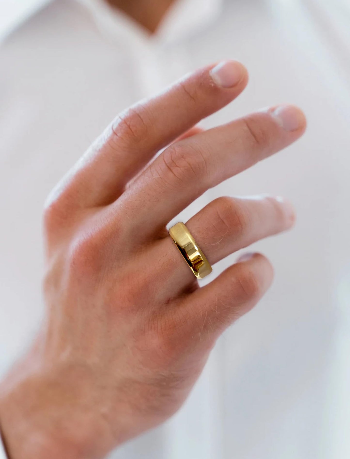STARCHENIE Wedding Band Solid 925 Sterling Silver 18K Gold Plated Ring for Men High Polish Finish Beveled Size 11