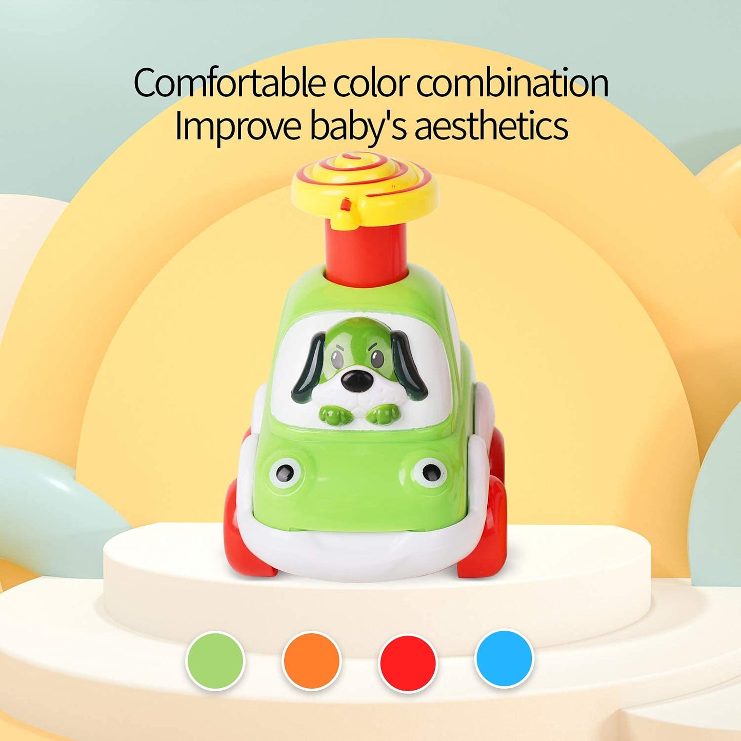 ALASOU 3 PCS Suction Cup Rotating Toys and 4 PCS Animal Car Toys for Infant and Toddlers