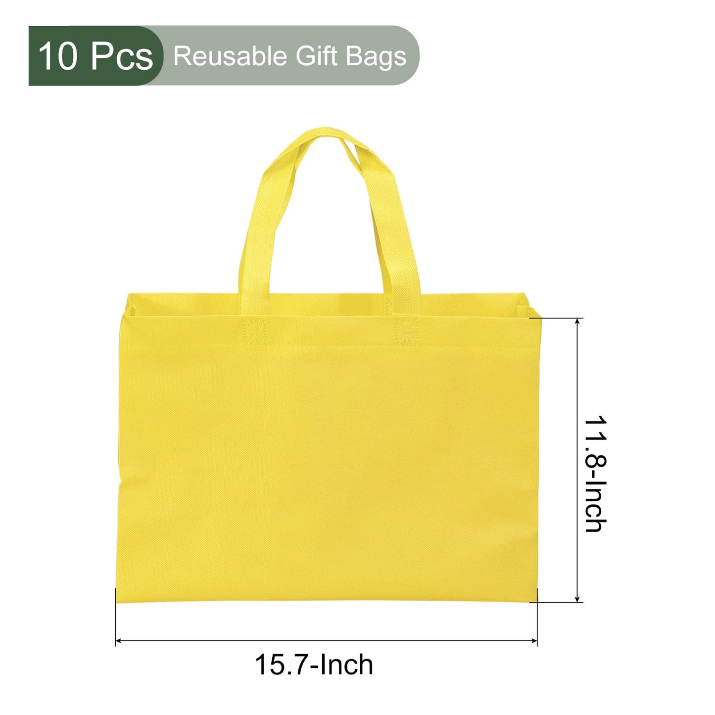 YOKIVE 10 Pack Reusable Gift Bag, DIY Blank Non-Woven Tote Bags, Great for Arts Crafts Grocery(Yellow, 30 x 40cm)