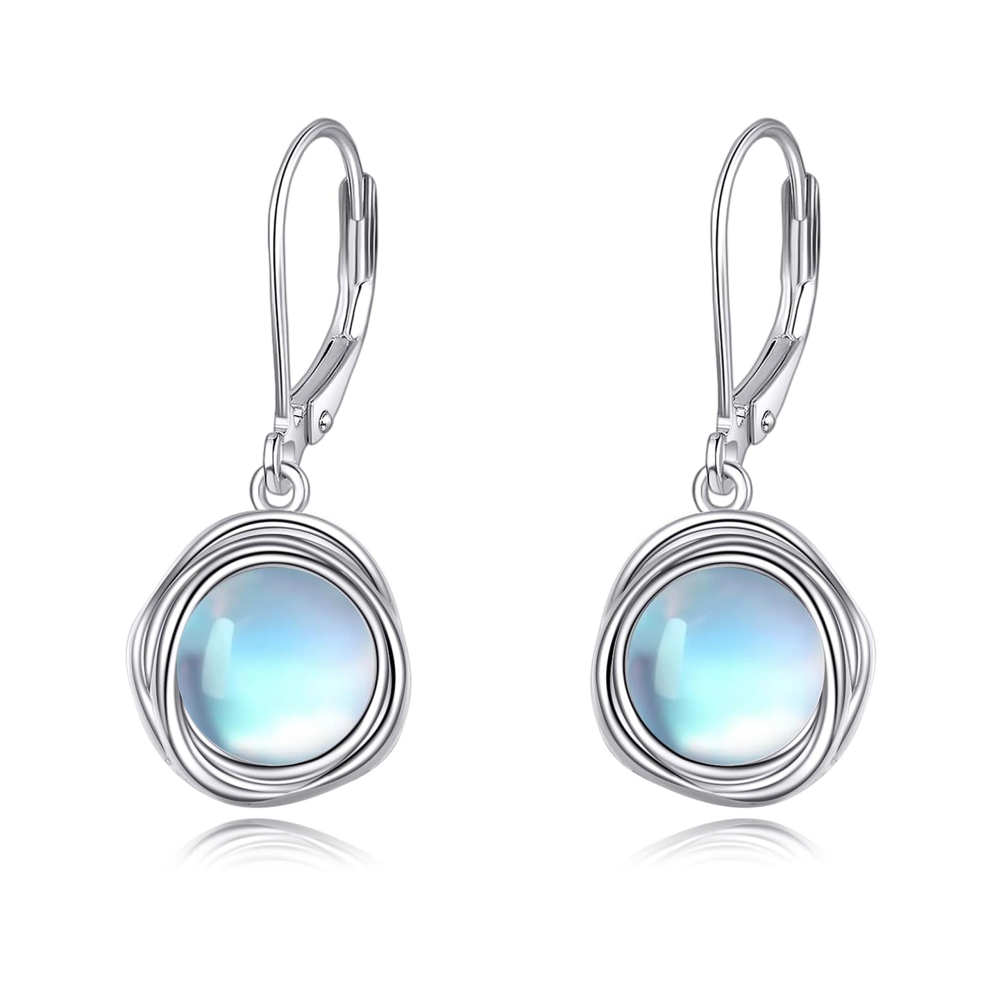 POPLYKE Moonstone Earrings Dangle for Women 925 Sterling Silver Leverback Earrings for Women Moonstone Jewelry