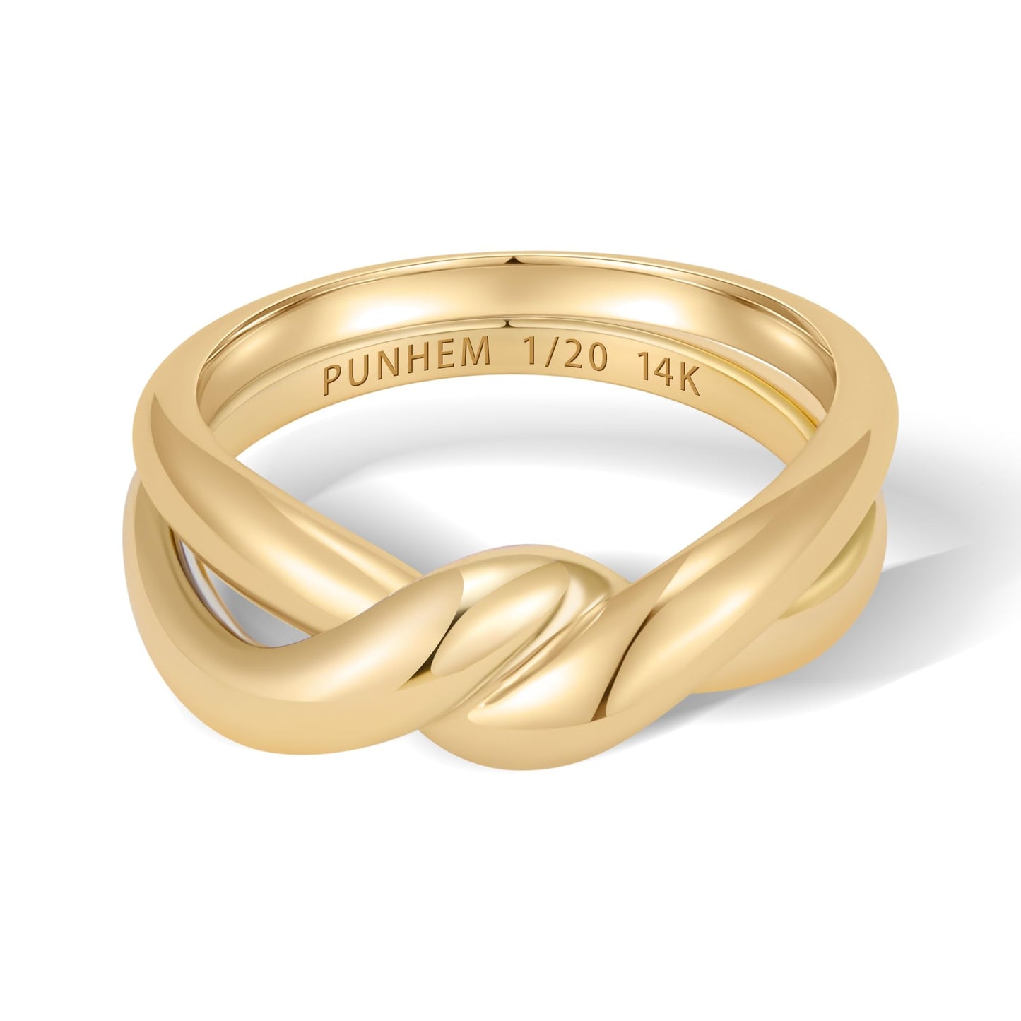 Punhem Chunky Gold Statement Rings for Women 14K Gold Silver Tone Non Tarnish Cute Puffy Dome Croissant Thumb Band High Polished Smooth Comfort Fit Size 5-10