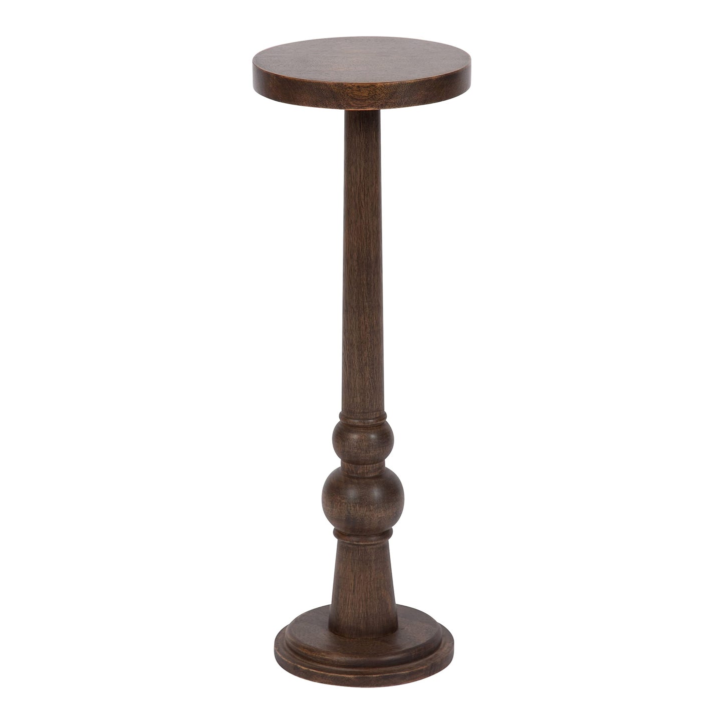 Kate and Laurel Wegner Traditional Wooden Round Drink Table, 8 x 23, Rich Brown, Elegant and Durable Pedestal Table for Use as Small Drink Table, Plant Stand, or Decorative Item Display