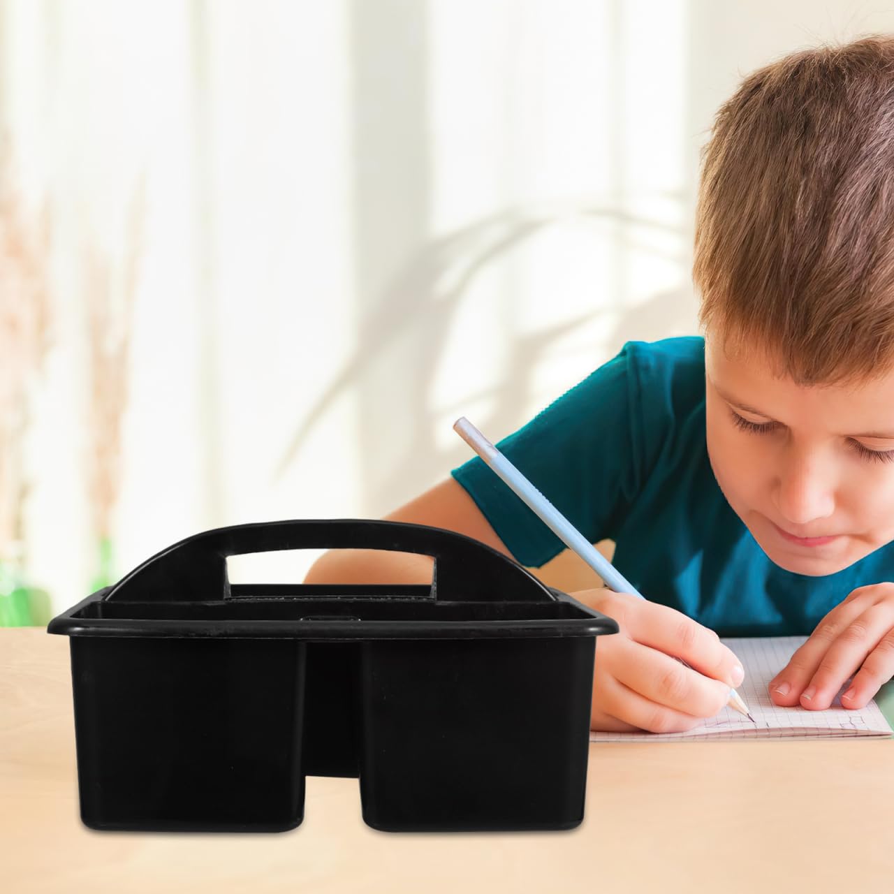 NUOBESTY 3-Compartment Plastic Caddy Organizer with Handle for Classroom Art Supplies and Kids Craft Storage