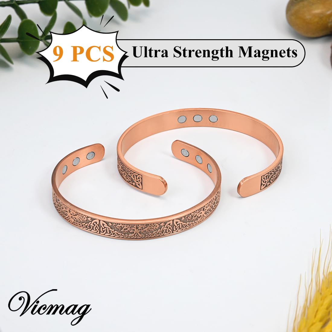 Vicmag Copper Magnetic Bracelet Women Men Magnetic Bracelets 100% Solid Pure Copper Gift