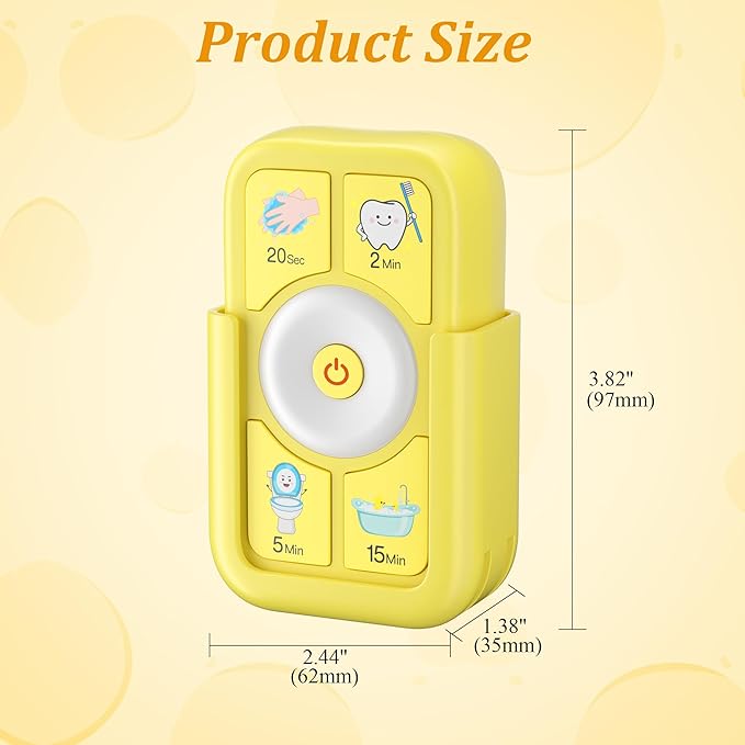 Timer for Kids Brushing Teeth Toothbrush: for Kids Toothbrush Shower Handwashing Toilet - Toddler Timer 2 5 15 Minutes 20 Seconds - Yellow