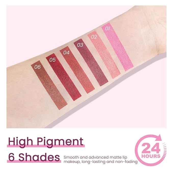 3Pcs Nude Pink Purple Mauve Lavender Lip Stick,Matte Cream Lipstick Set for Women,Long Lasting Waterproof Smudge Proof Velvet lipsticks Crayon,Lip Makeup Kit Travel Size,Vegan & Cruelty-free